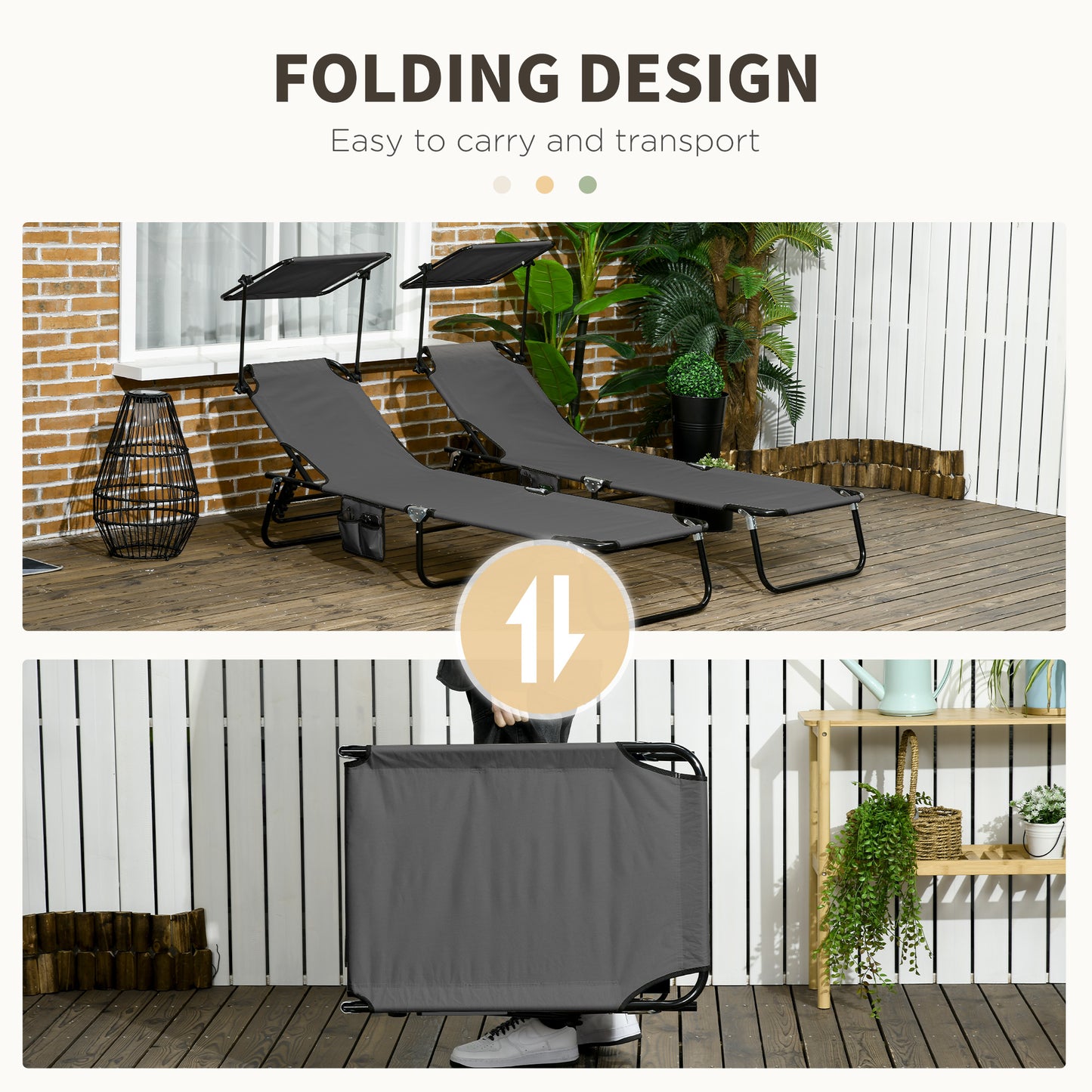 Set of Two Folding Sun Loungers