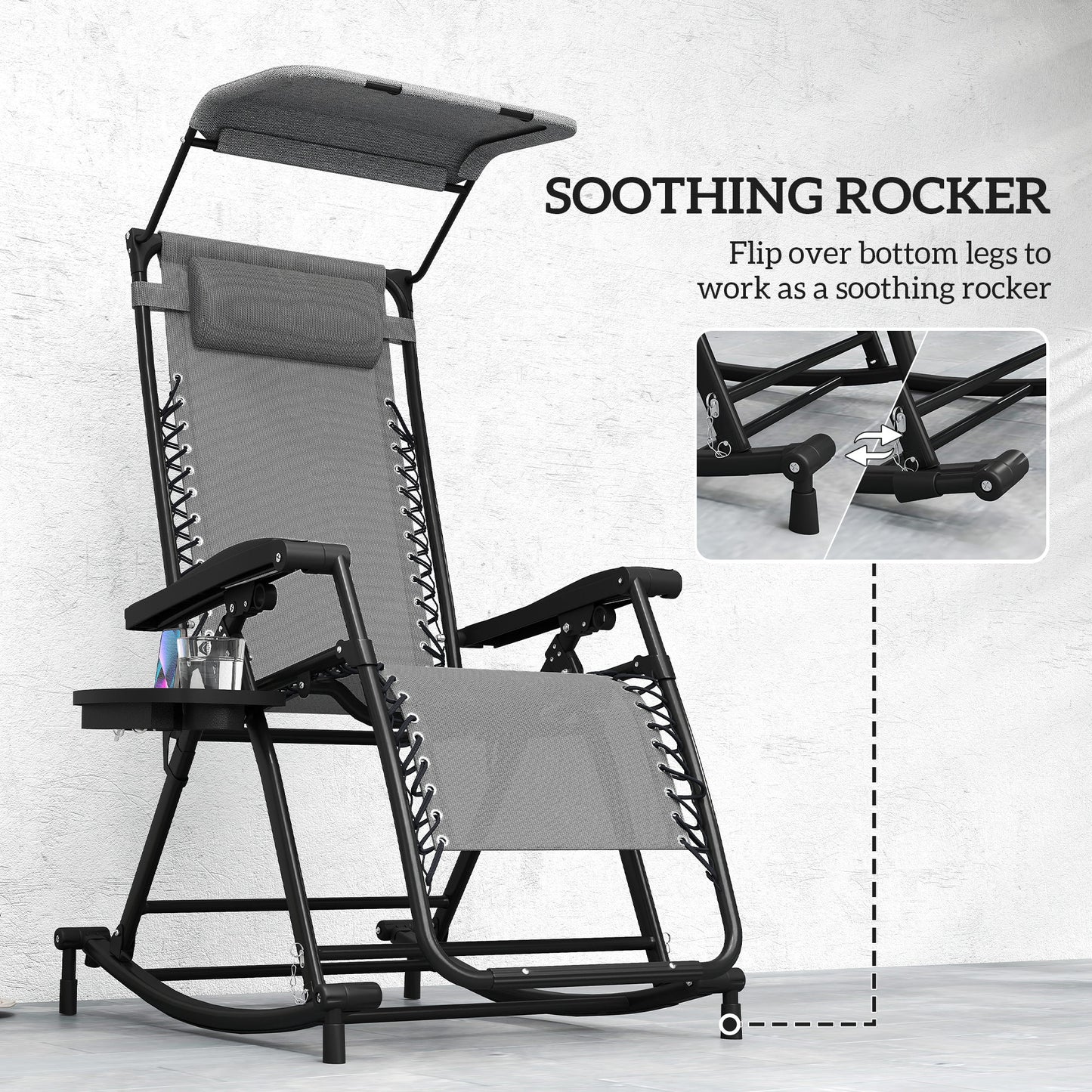 Garden Rocking Chair Folding Recliner Outdoor Adjustable Sun