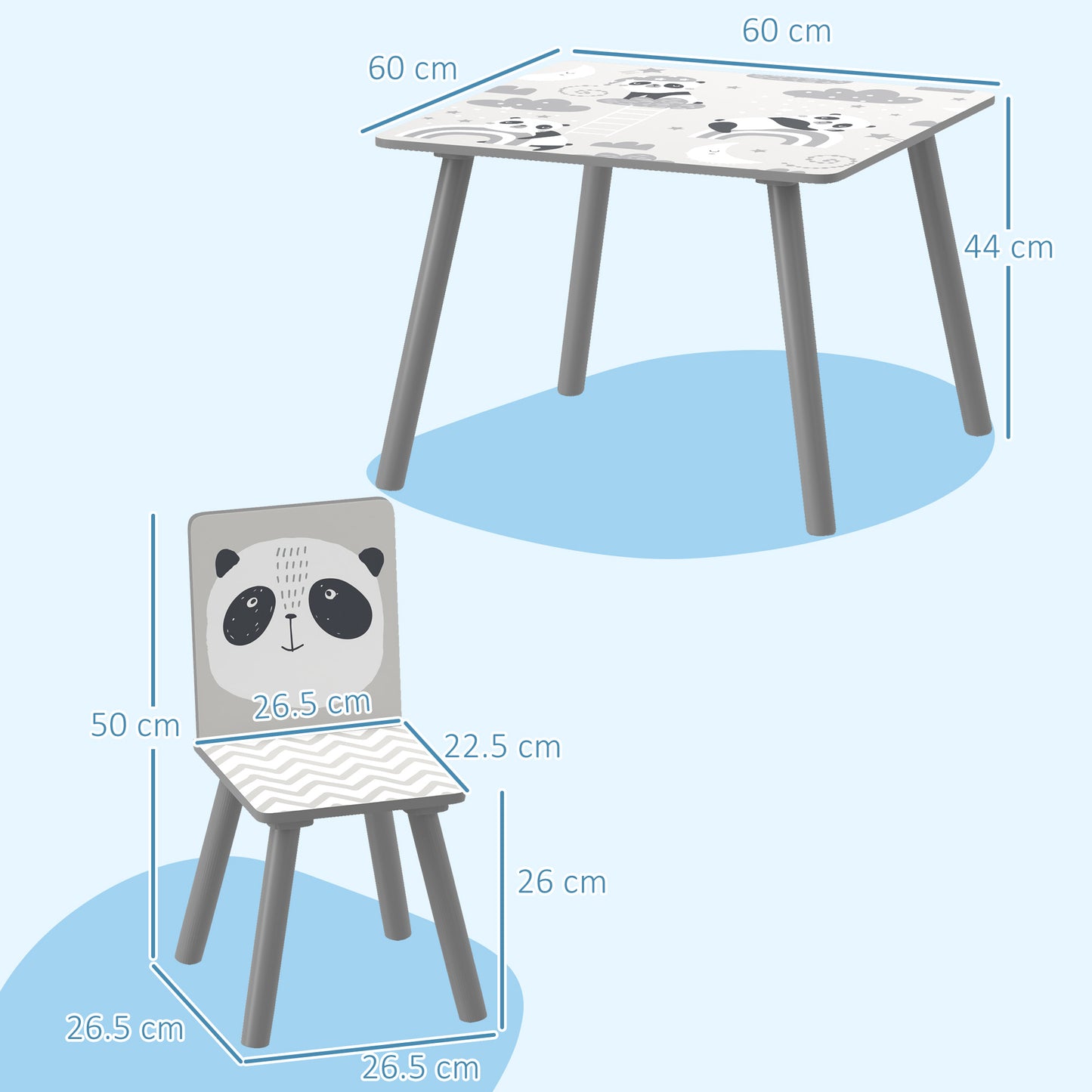 Kids Table and Chair Set, Toddler Table with 2 Chairs