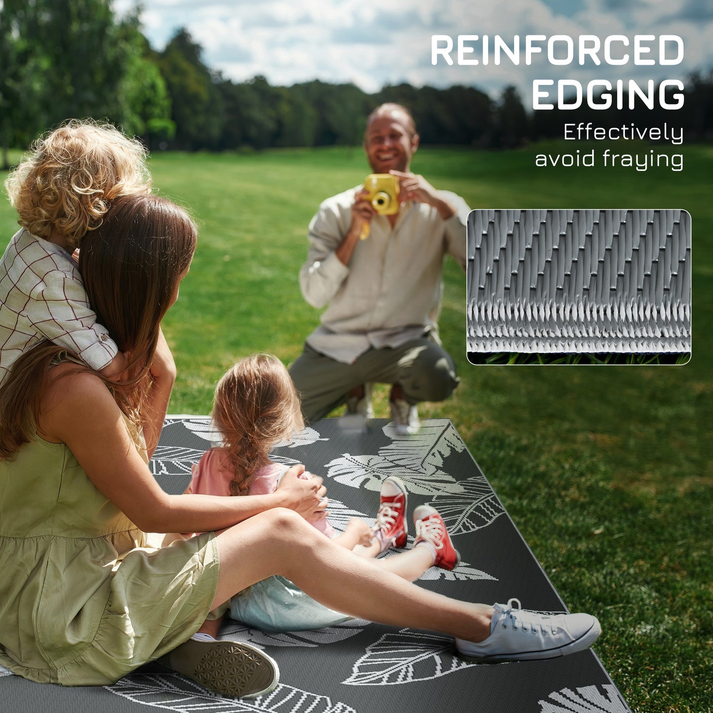 Plastic Straw Reversible RV Outdoor Rug with Carry Bag, 182 x 274cm (1)