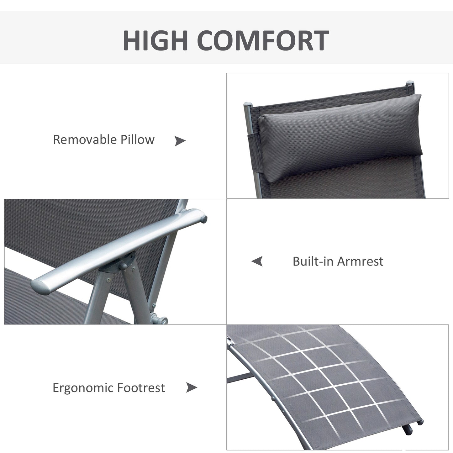 Sun Lounger Steel Frame Outdoor Folding Chaise Texteline Lounge (1)