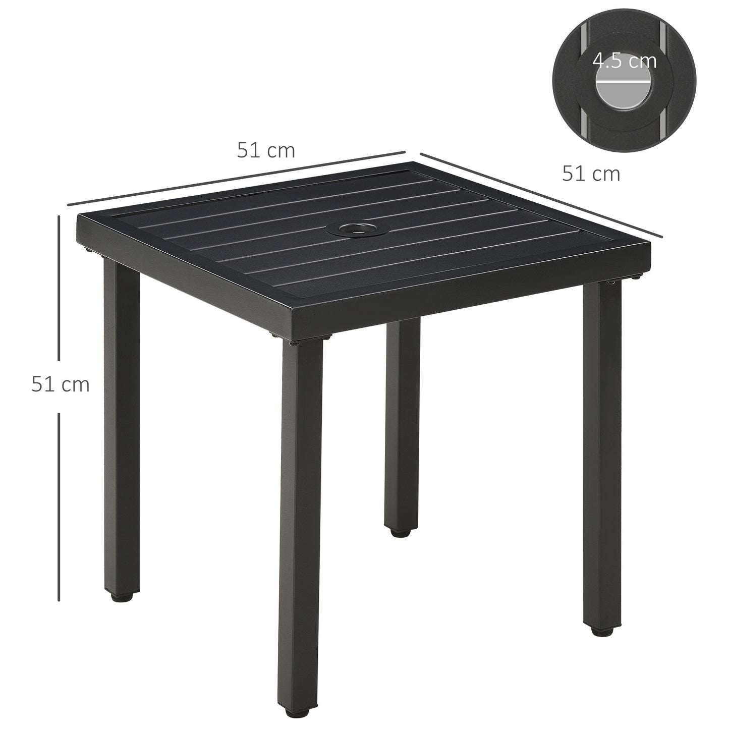 Garden Side Table End Table Patio Coffee Table with Umbrella Hole