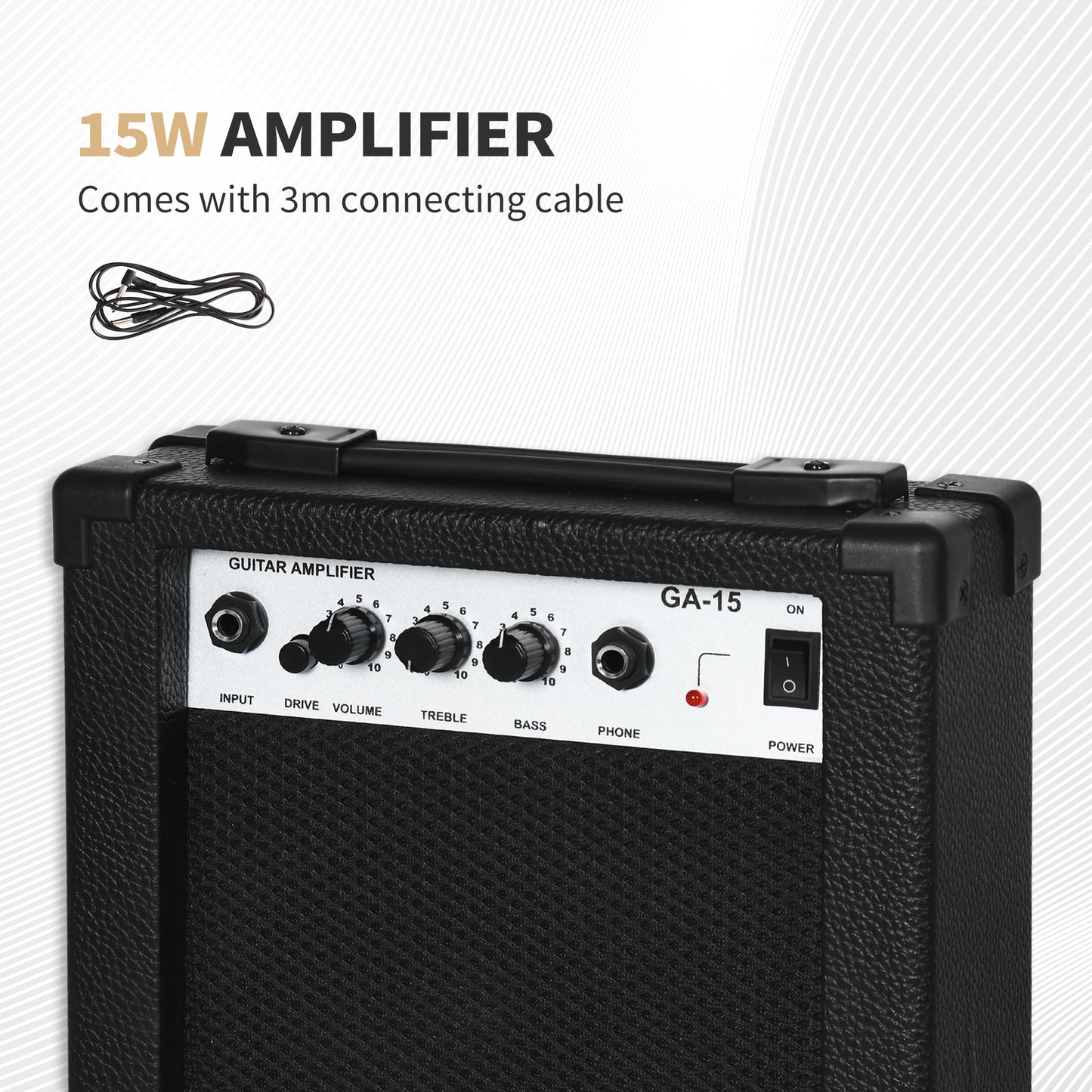 Six-String Electric Guitar, with 15W Amplifier, Digital Turner