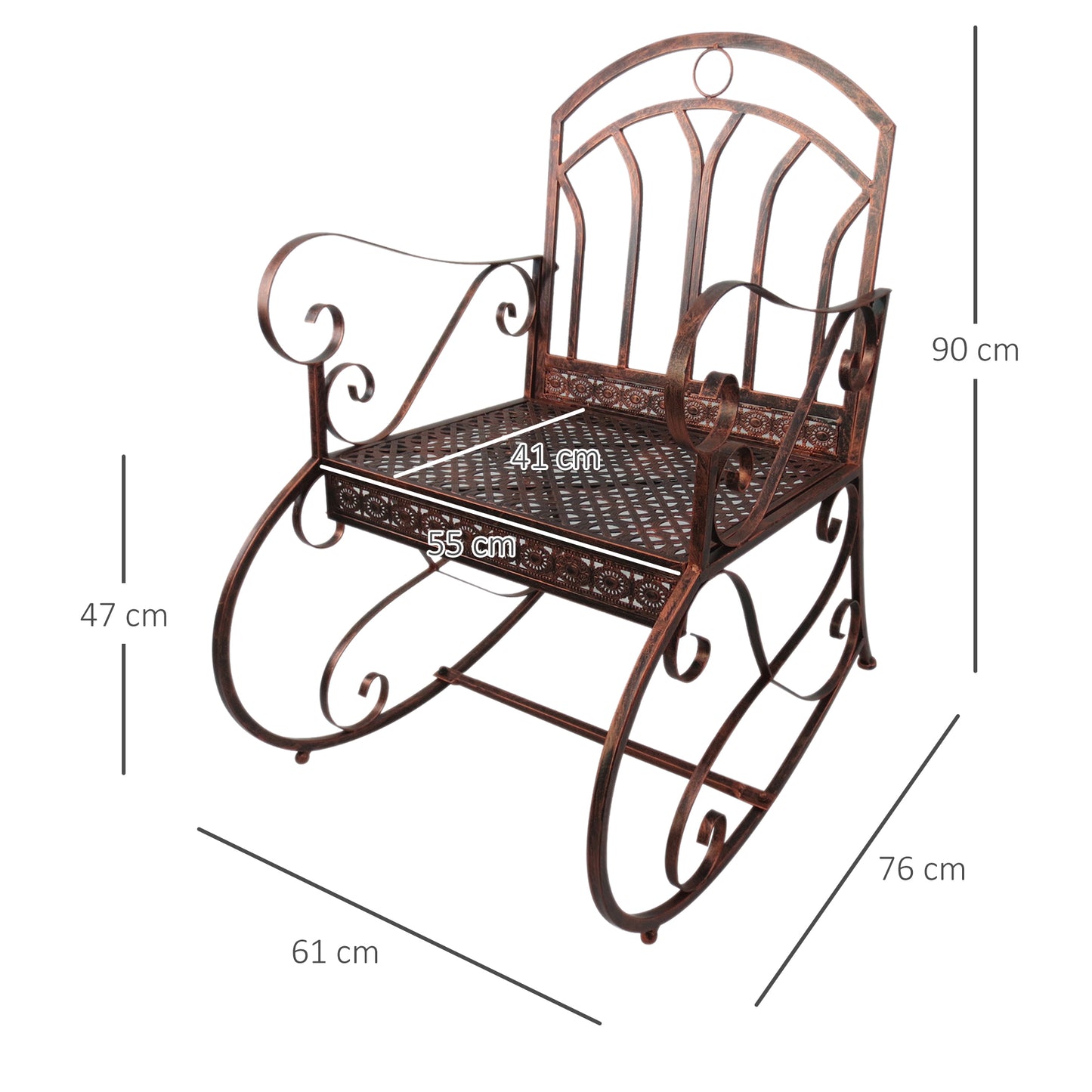 Metal Single Chair 1 Seater Garden Outdoor Rocking Chair Vintage