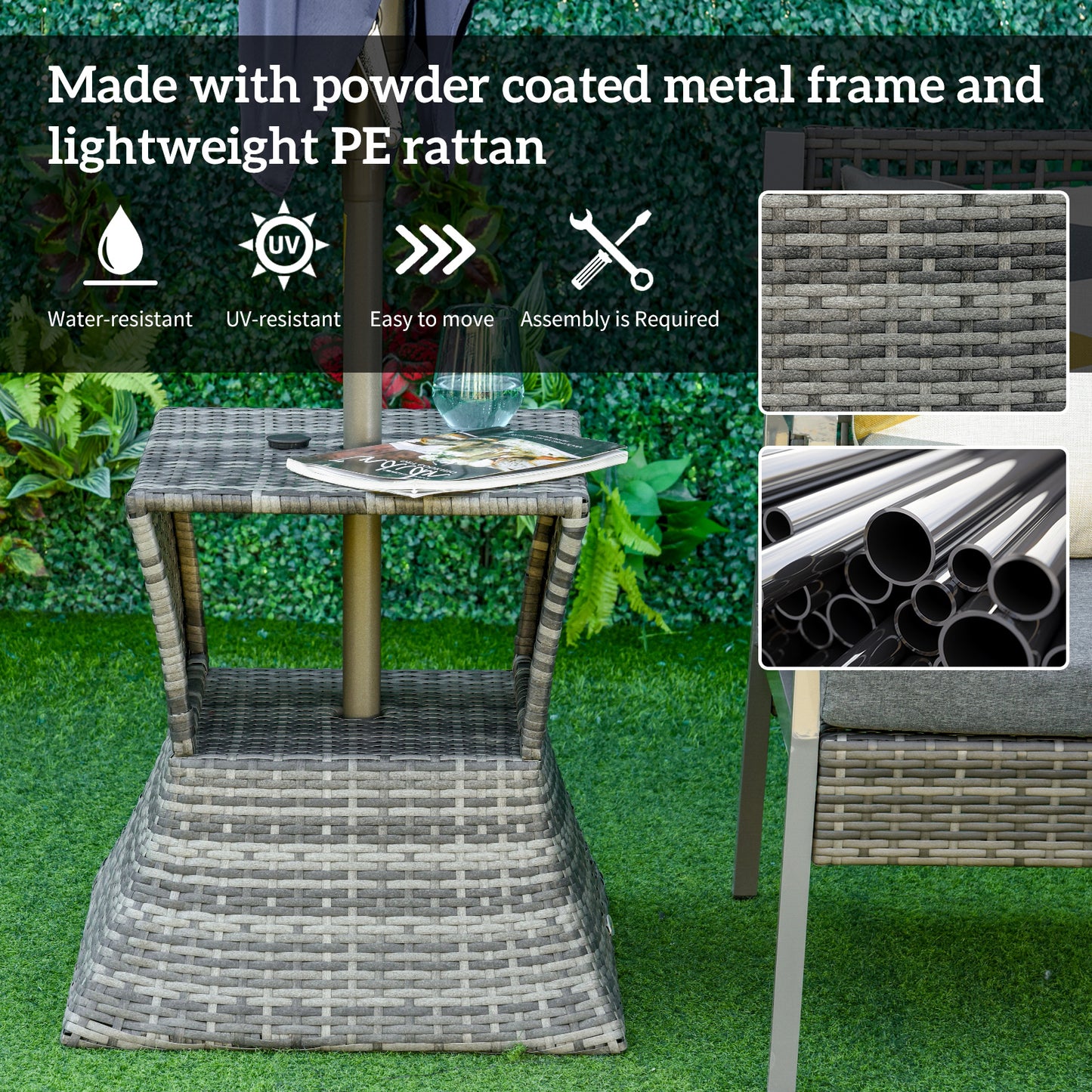Outdoor Patio Rattan Wicker Coffee Table Bistro Side Table w/
