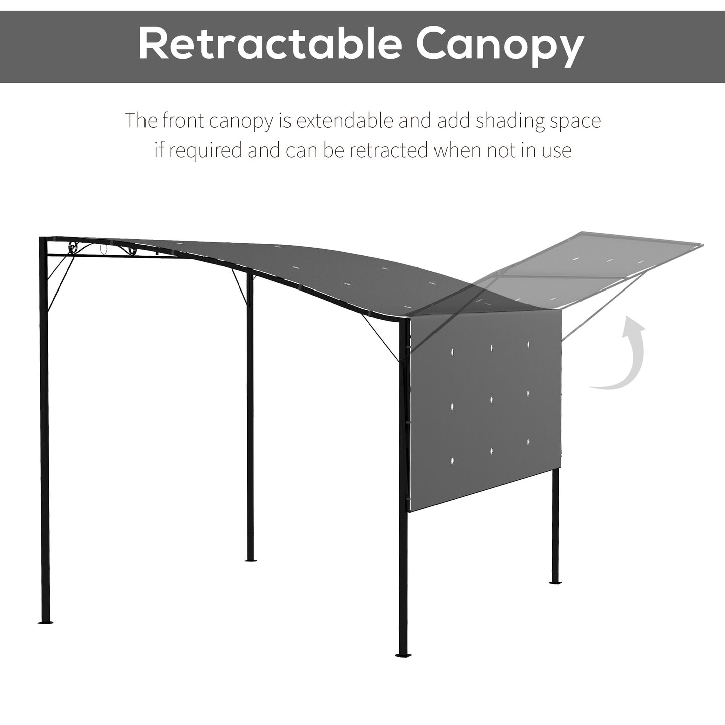 3 x 2.5m Patio Metal Gazebo Door Window Awning Wall Mount Metal