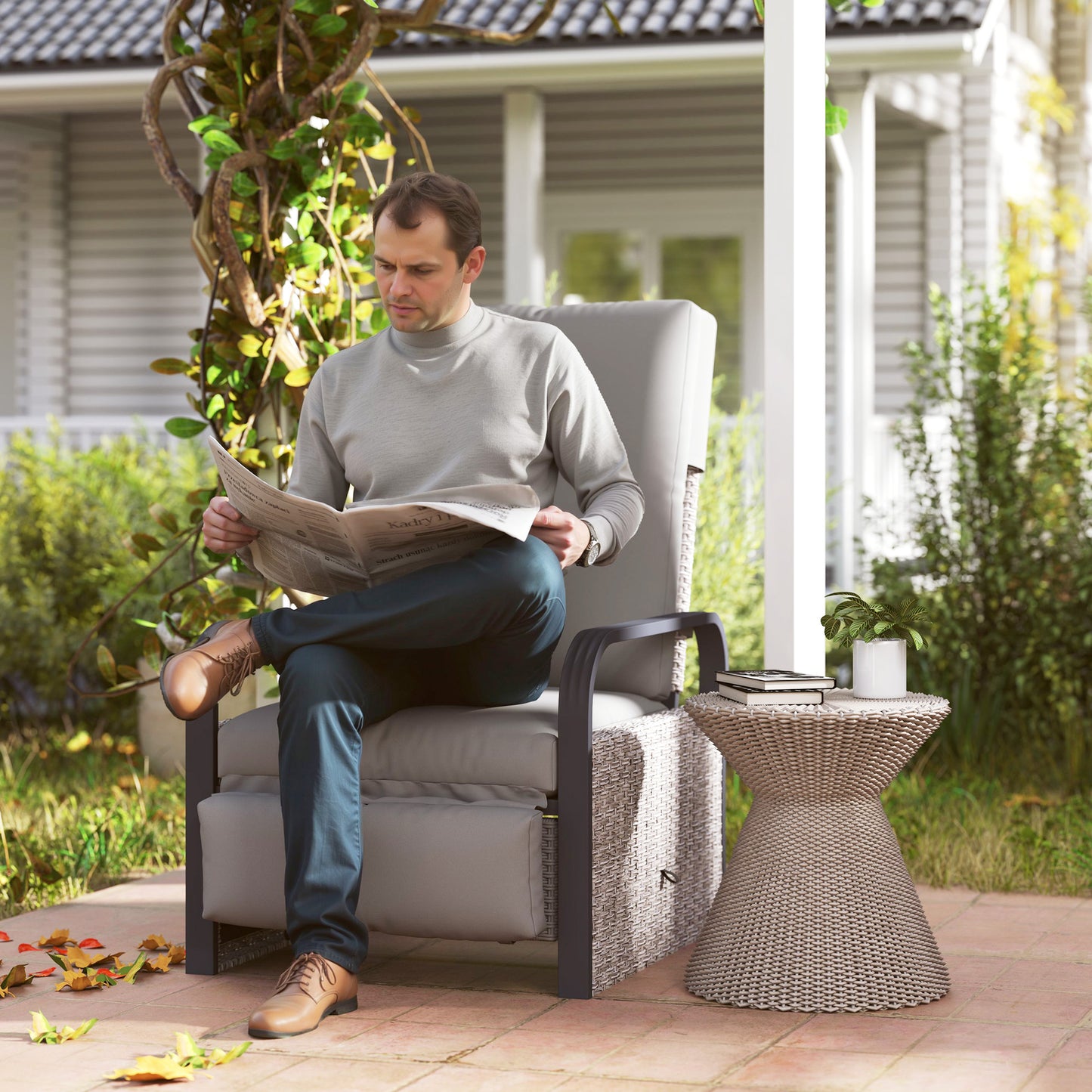 140° Reclining Rattan Armchair