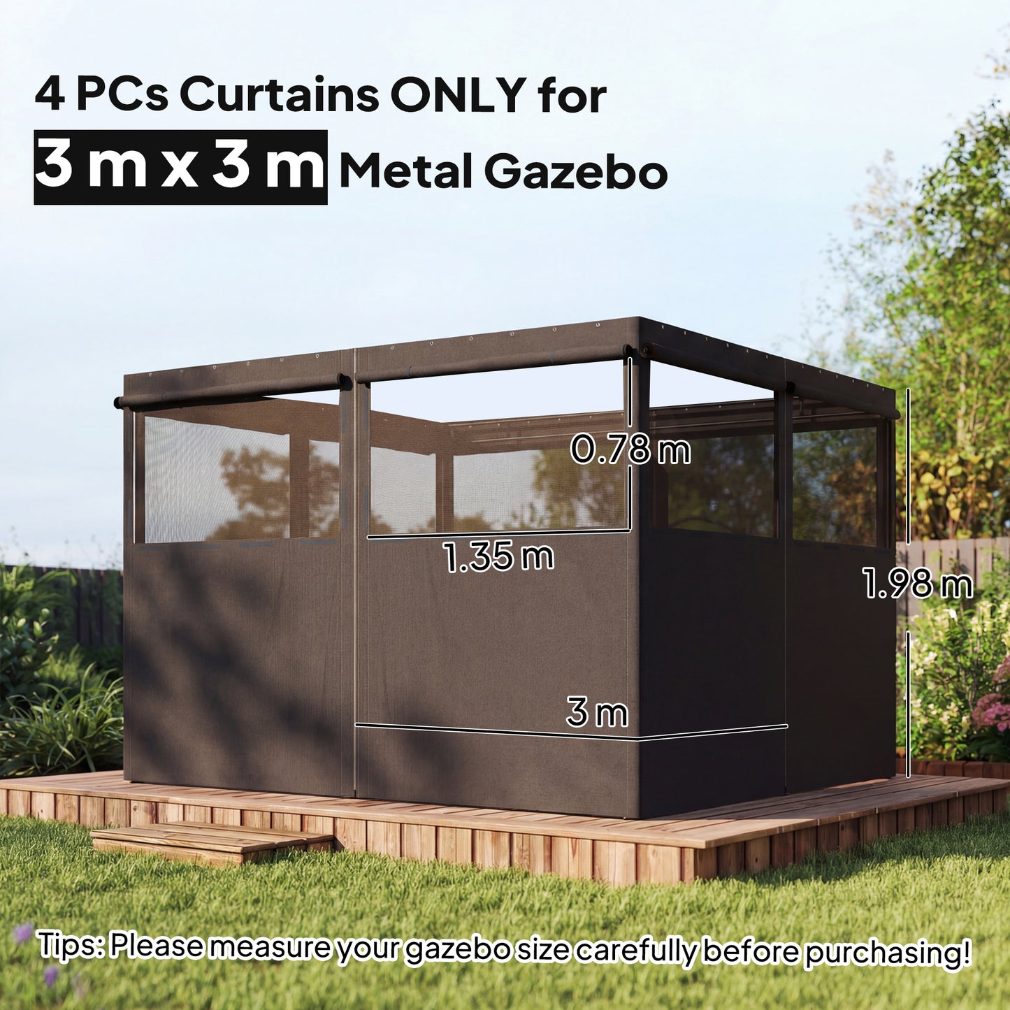 4 Pack Replacement Gazebo Curtains Privacy Panel (1)