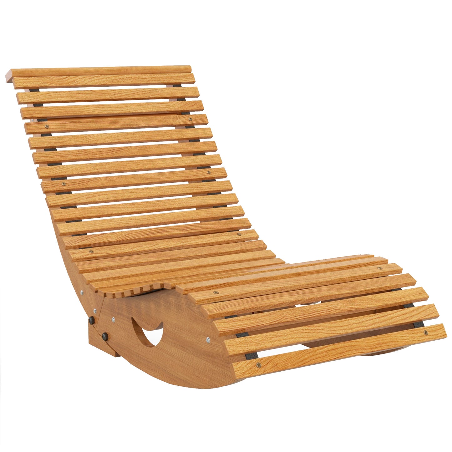Outdoor Rocking Chair w/ Slatted Seat, Wooden Rocking Chair