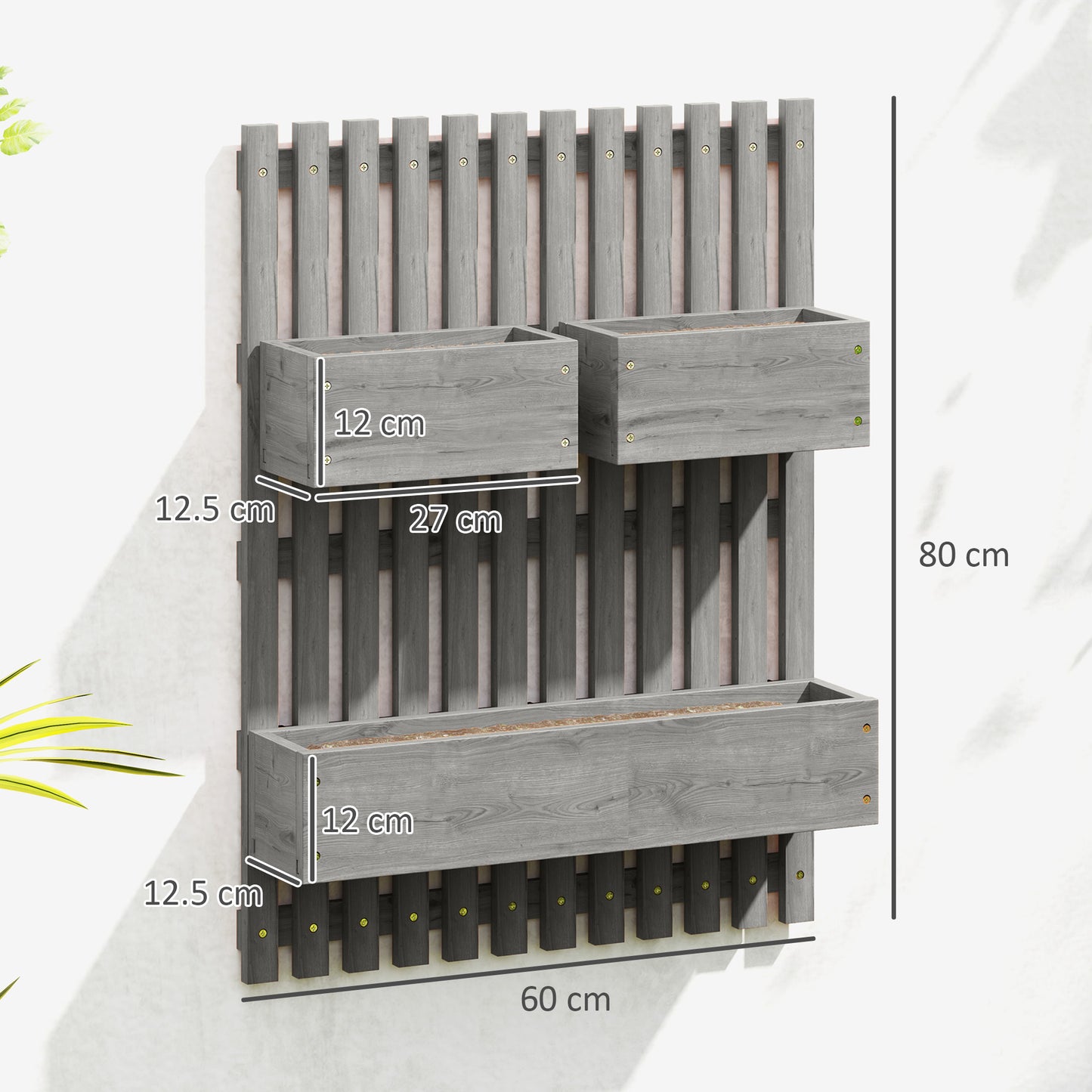 Wall-mounted Wooden Garden Planters with Trellis