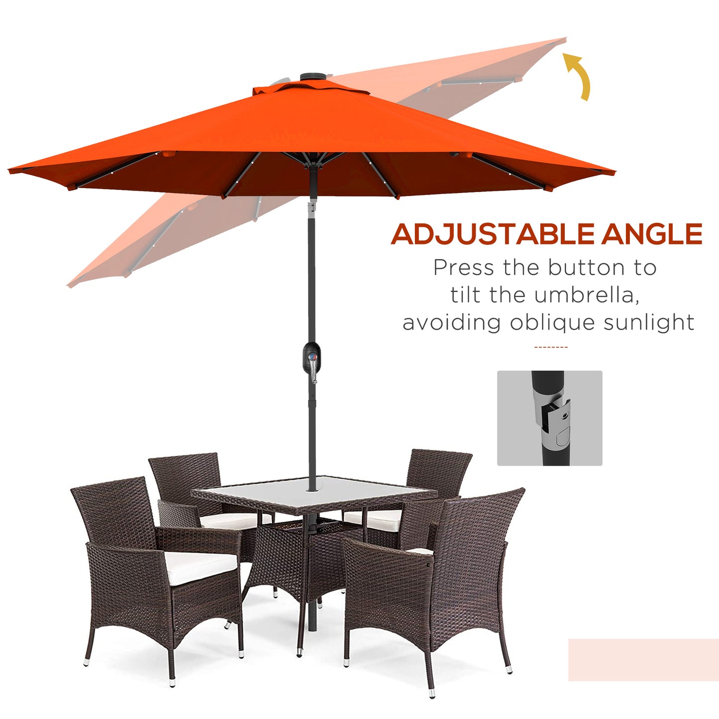 2.7m Outdoor Patio Garden Umbrella Parasol with Tilt Crank