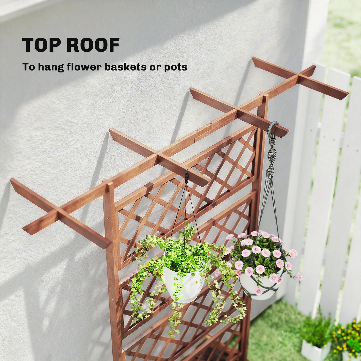 Wooden Trellis Planter Box, Raised Garden Bed to Grow Vegetables