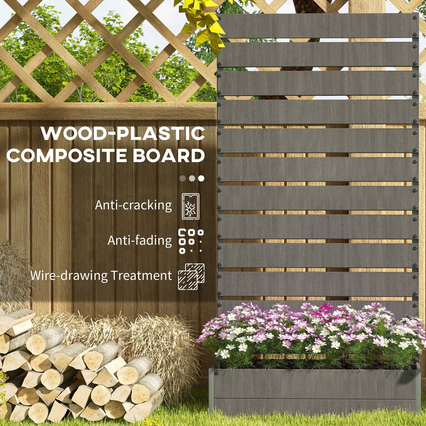 Raised Bed for Garden, Planter with Trellis for Climbing Plants