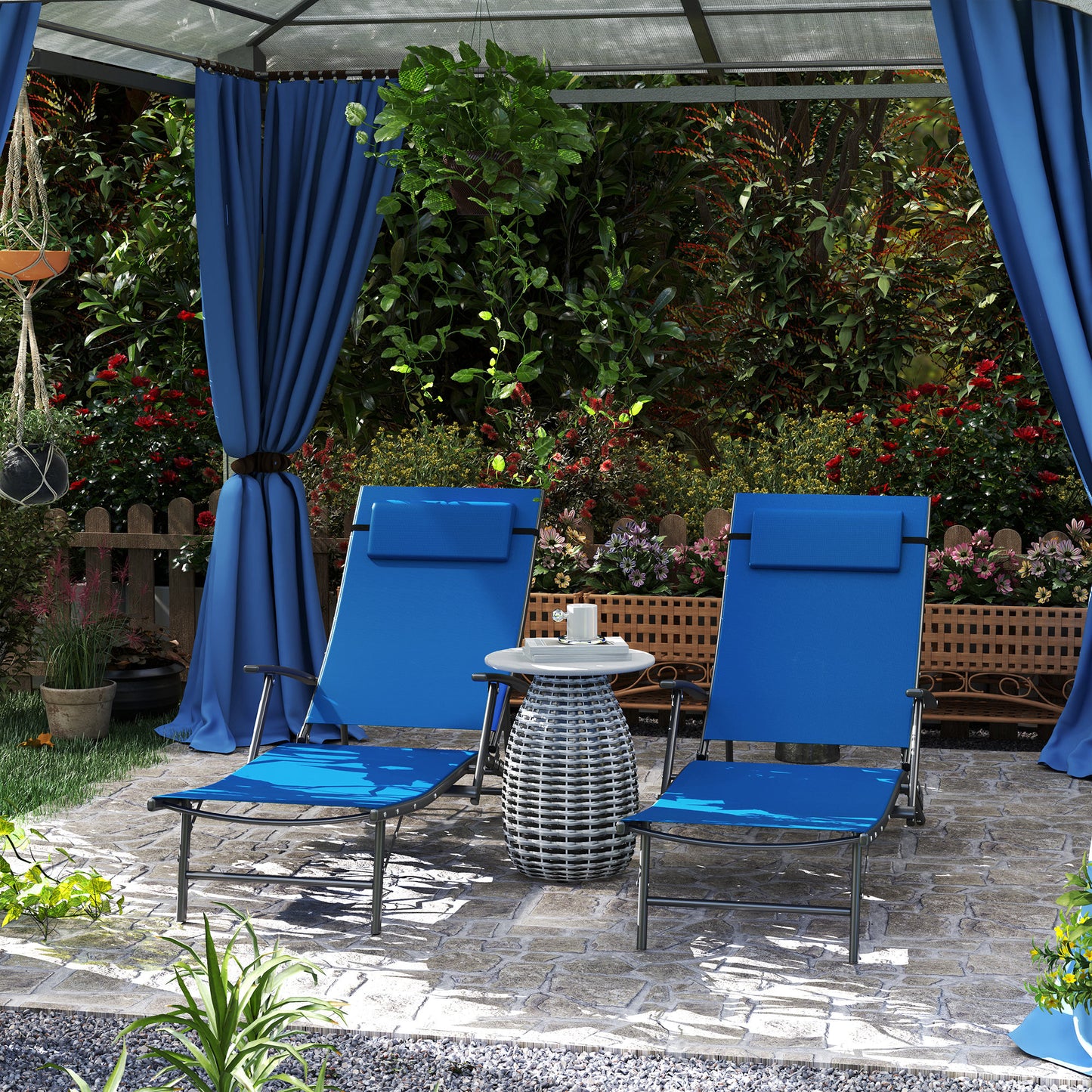 Set of Two Adjustable Back Sun Loungers