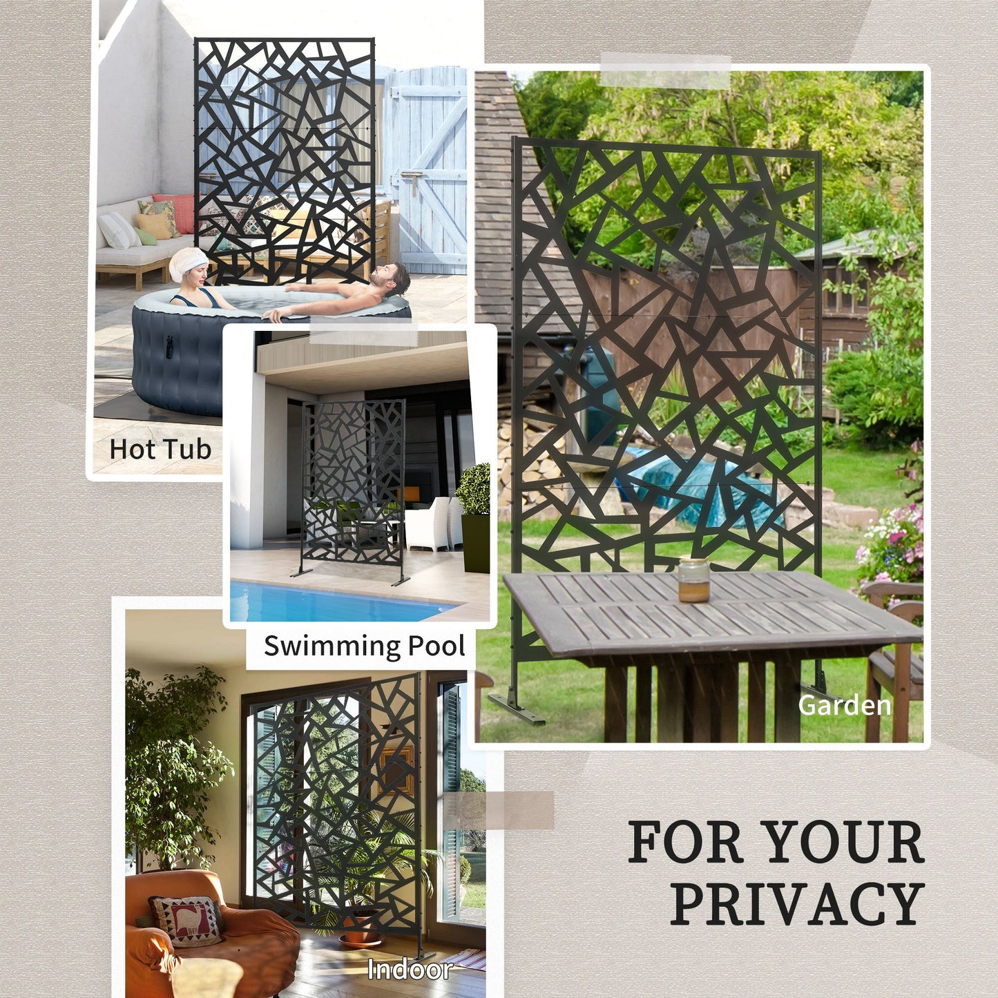 Freestanding Garden Partition Screen Metal Decorative Outdoor