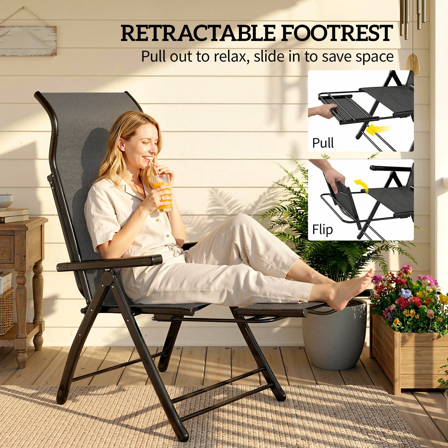 Reclining Garden Chairs Set of 2