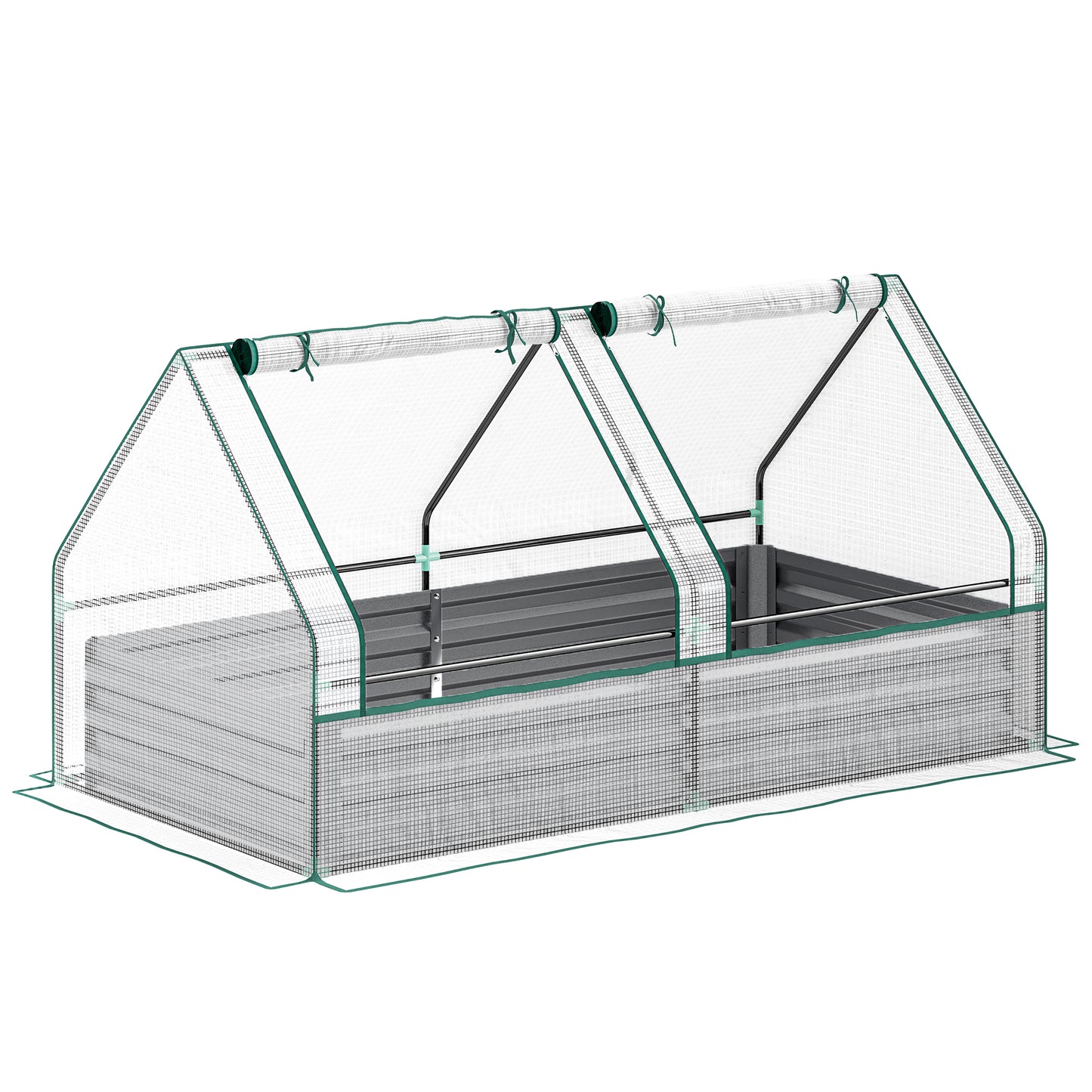 Metal Planter Box with Cover, Raised Garden Bed with Greenhouse (1)
