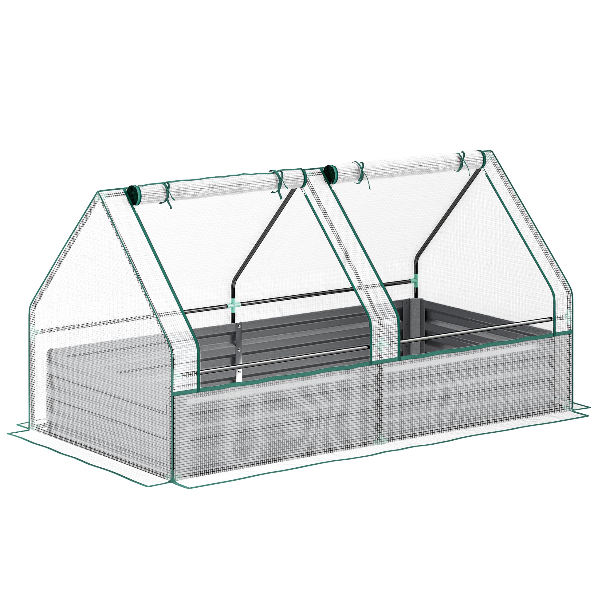 Metal Planter Box with Cover, Raised Garden Bed with Greenhouse (1)