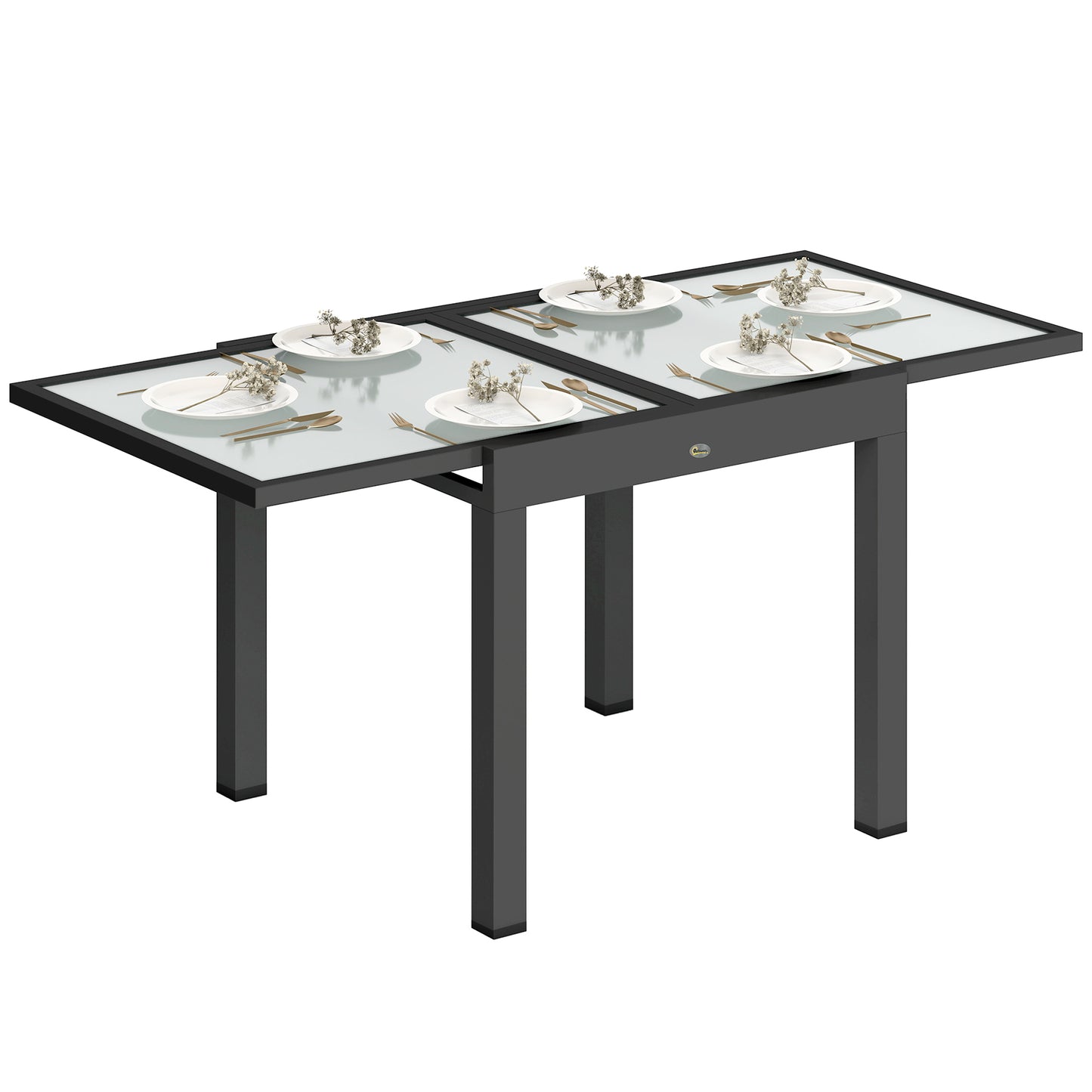 Extending Garden Table, Outdoor Dining Table with Aluminium Frame (1)