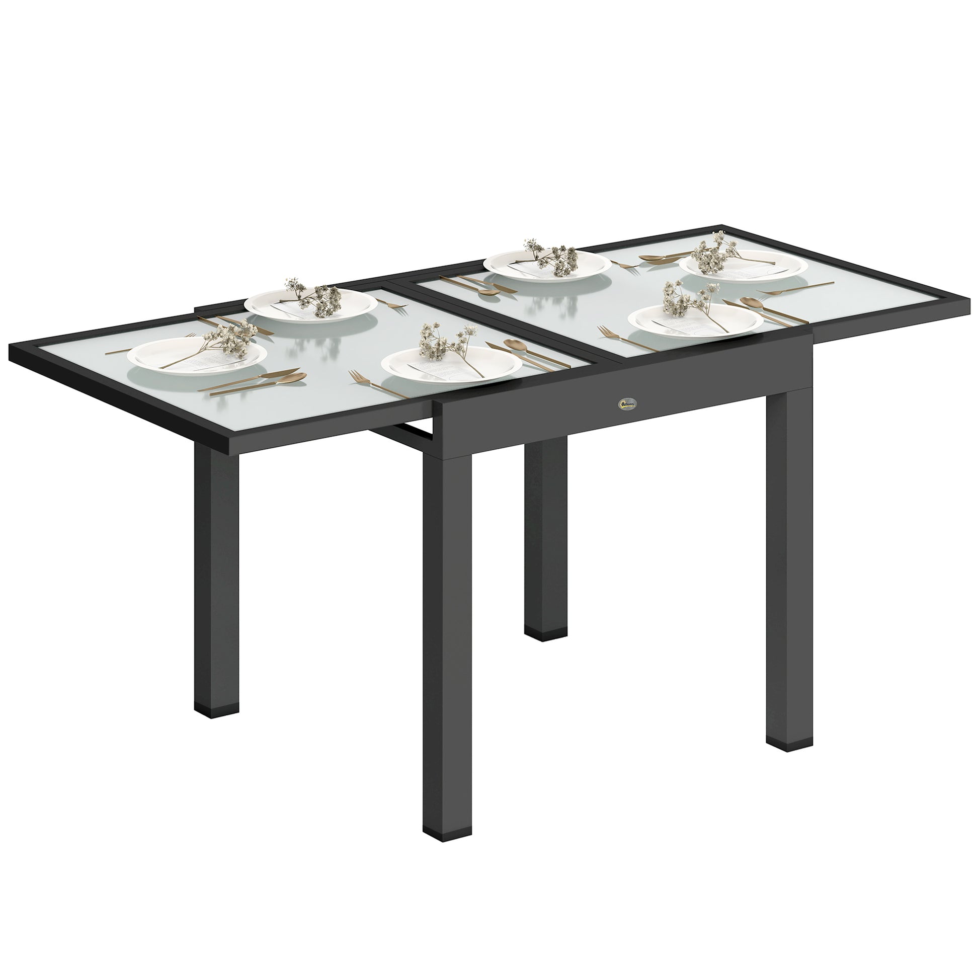 Extending Garden Table, Outdoor Dining Table with Aluminium Frame (1)