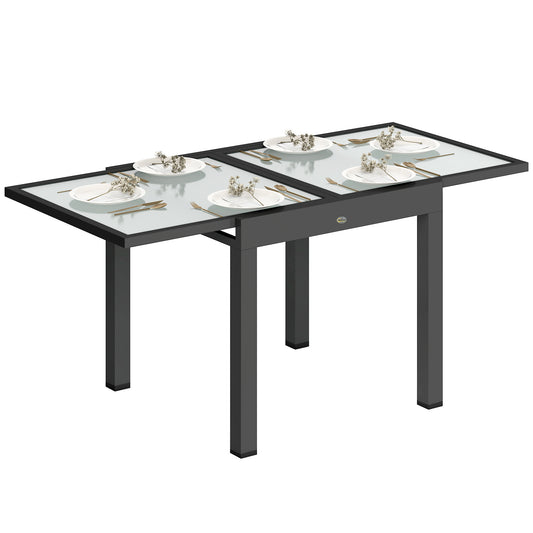 Extending Garden Table, Outdoor Dining Table with Aluminium Frame (1)