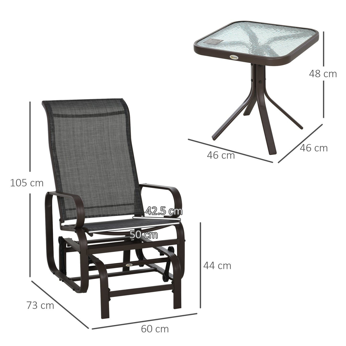3 Pieces Garden Gliding Chair Set