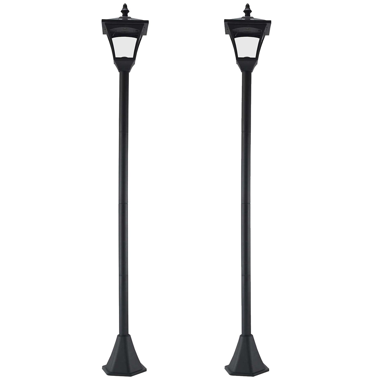 Set of 2 Outdoor Garden Solar Post Lamp Sensor Dimmable LED Lantern