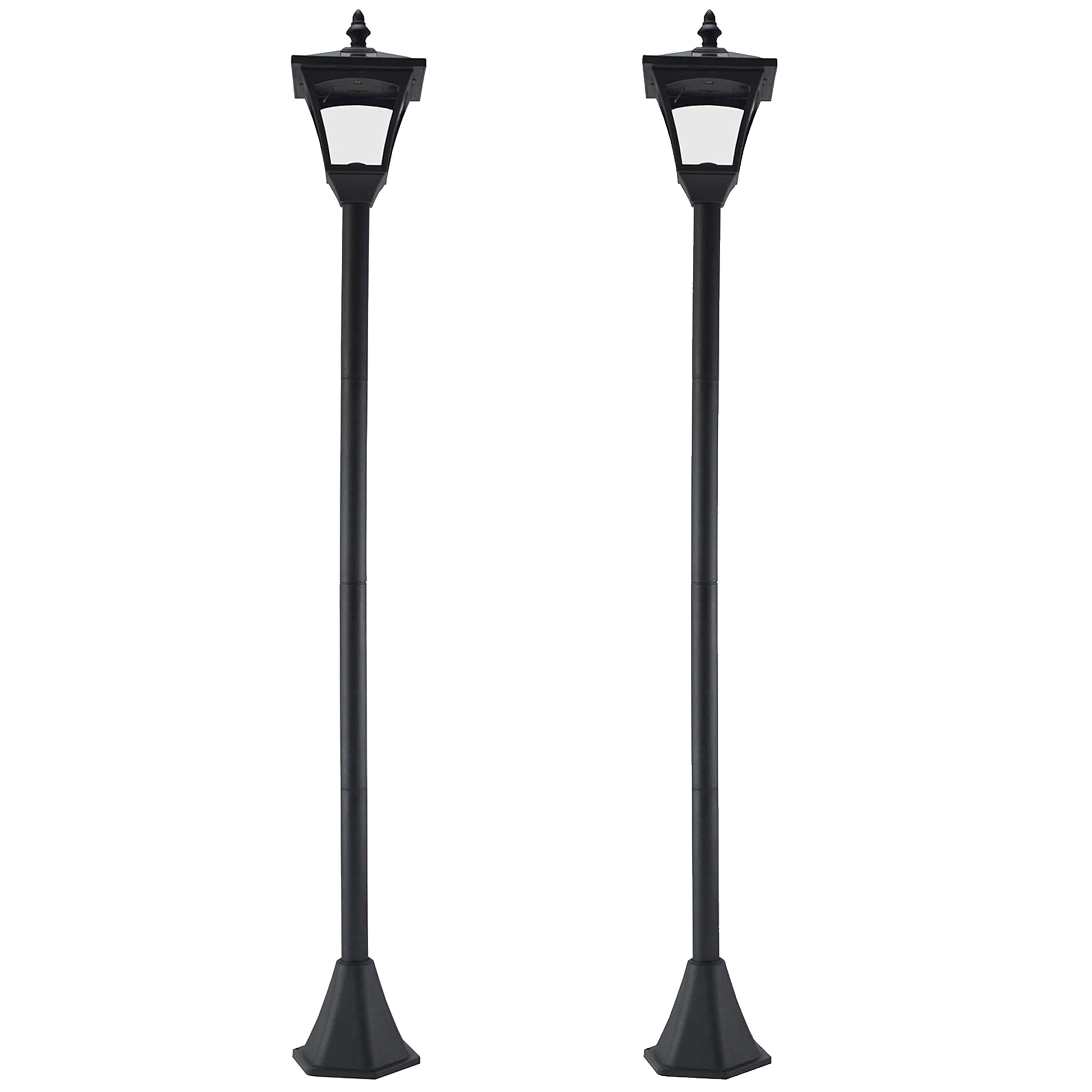 Set of 2 Outdoor Garden Solar Post Lamp Sensor Dimmable LED Lantern