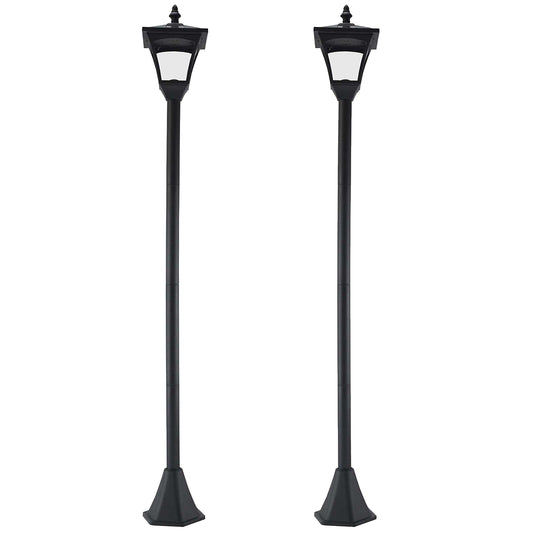 Set of 2 Outdoor Garden Solar Post Lamp Sensor Dimmable LED Lantern