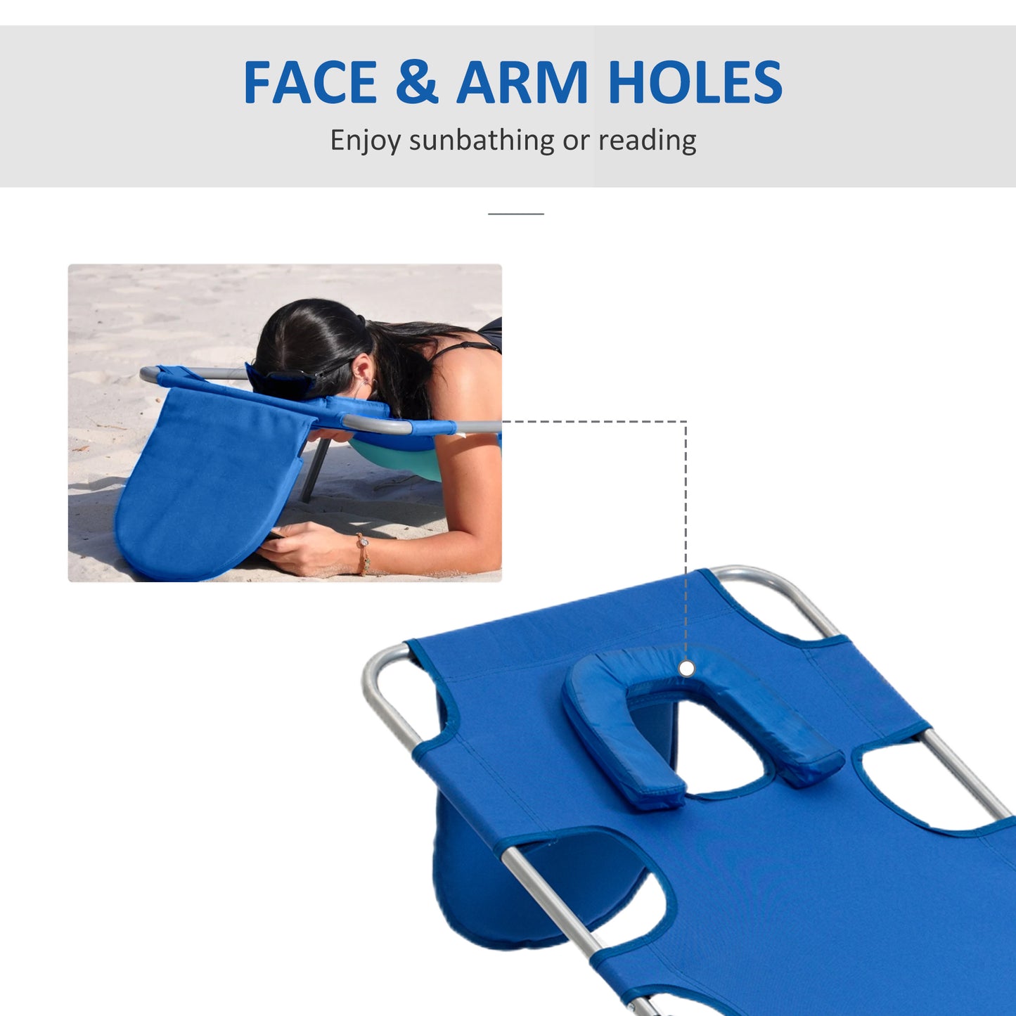 2 Pieces Foldable Sun Lounger with Reading Hole