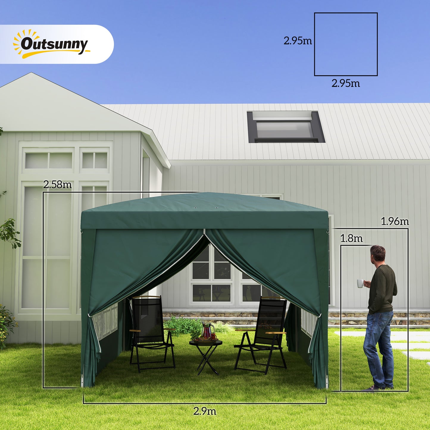 3 x 3m Pop Up Gazebo, Wedding Party Canopy Tent Marquee