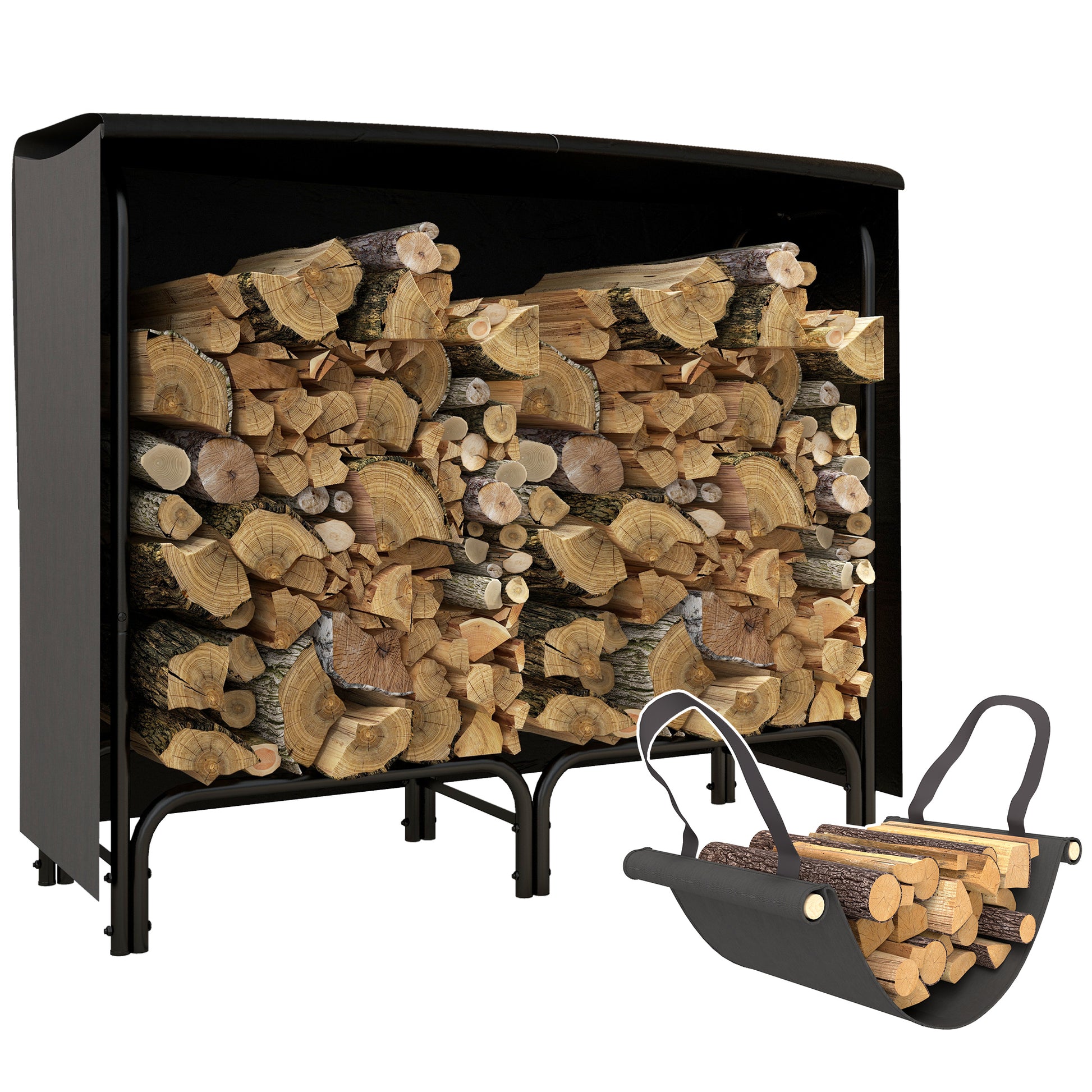 4FT Firewood Rack with Canvas Carrier Bag