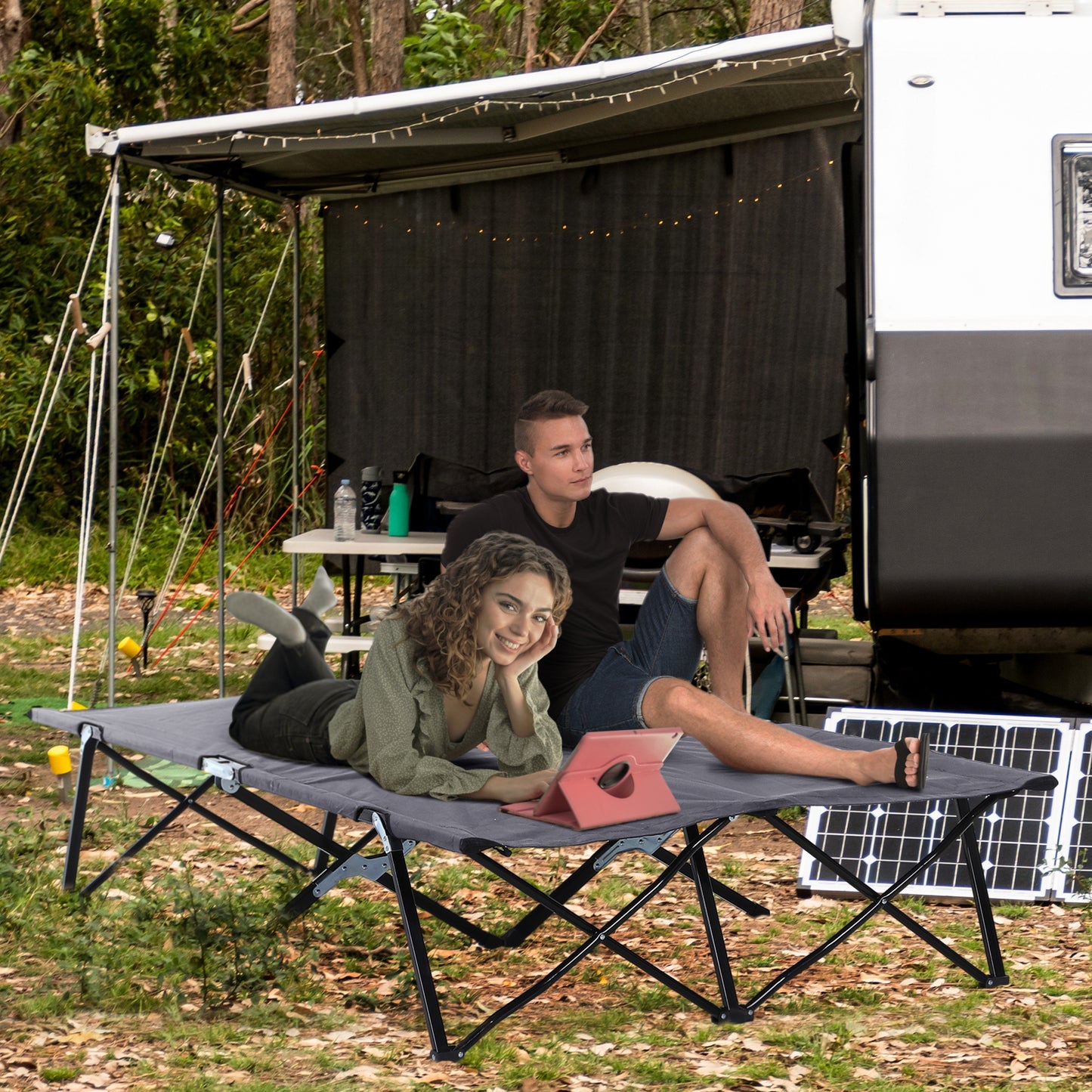 Double Camping Cot Bed, with Bag