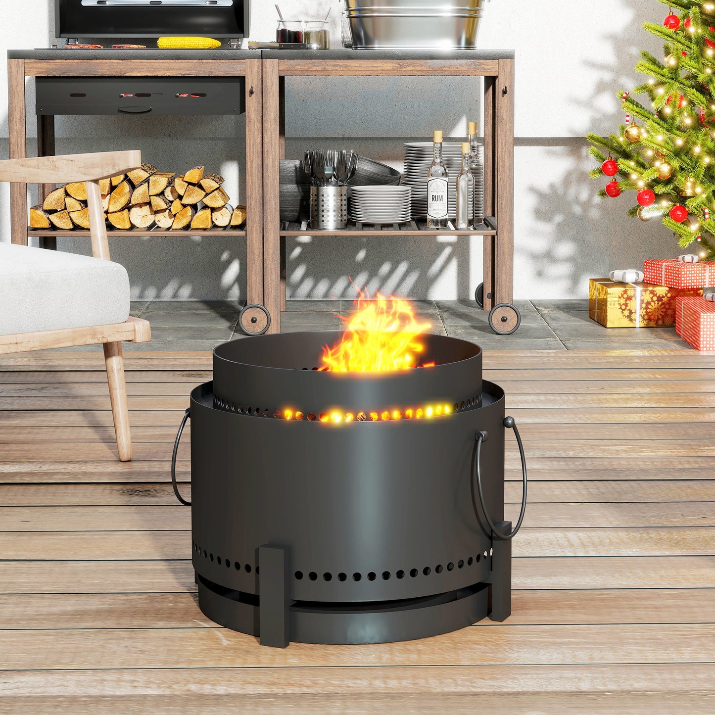 Smokeless Fire Pit with Ash Catcher