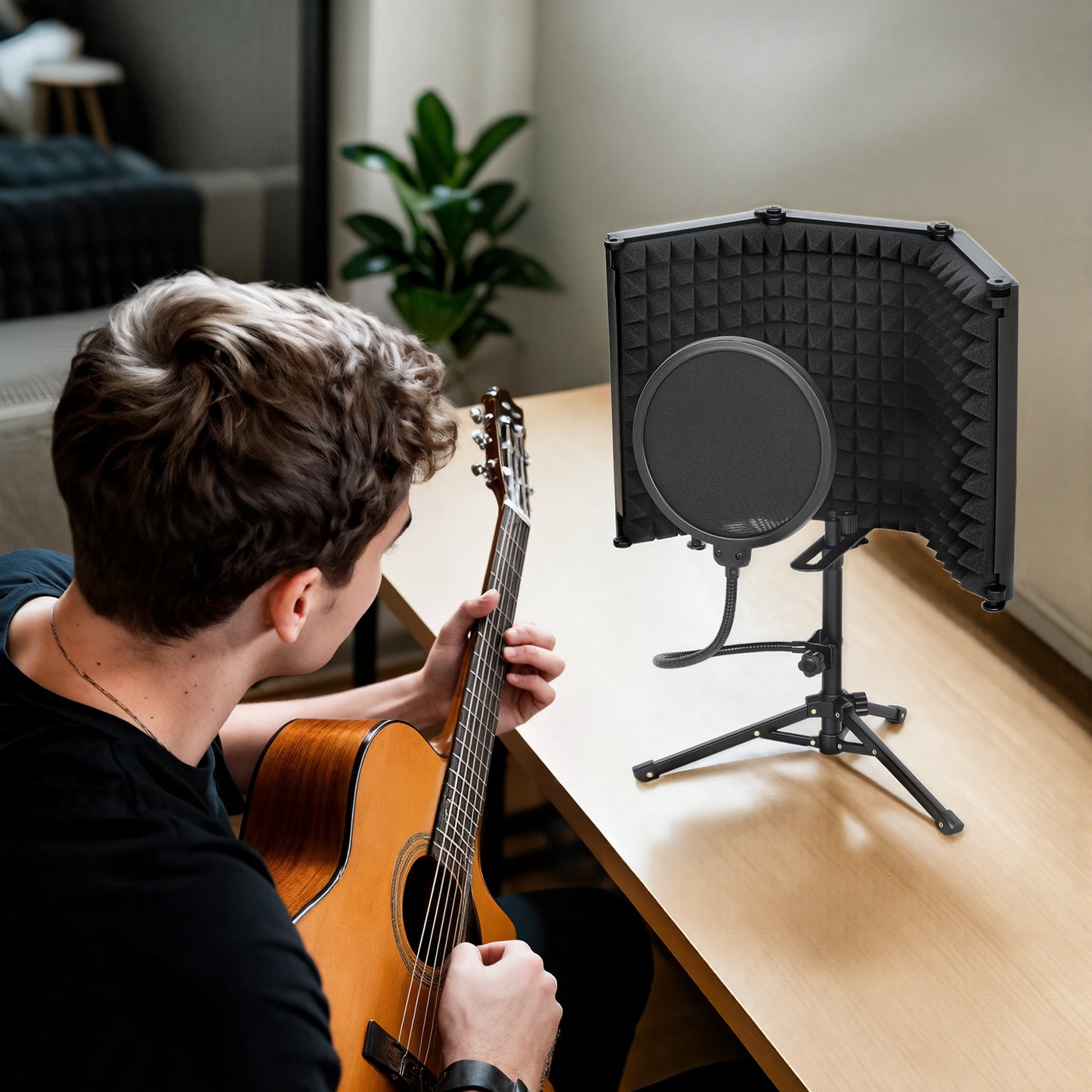 Studio Microphone Isolation Shield with Pop Filter and Tripod Stand