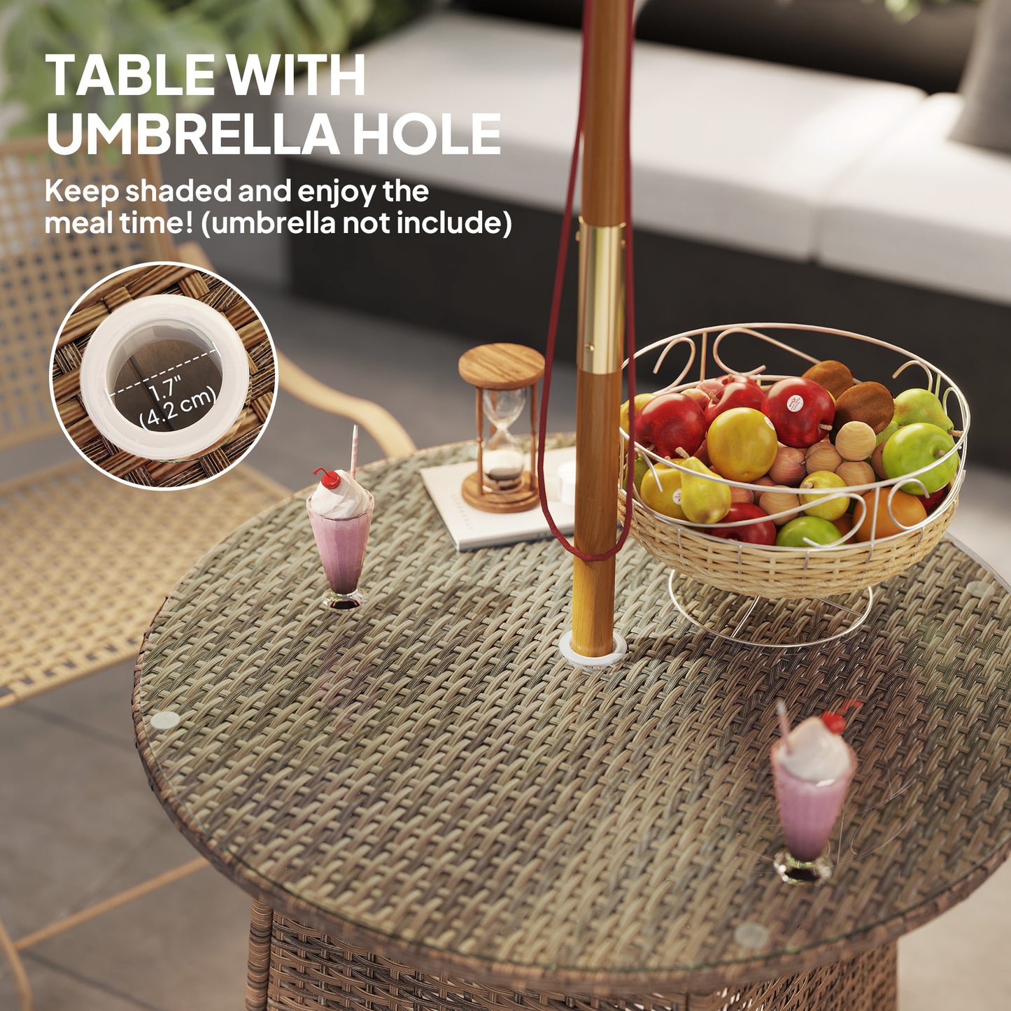 Wicker Garden Rattan Table