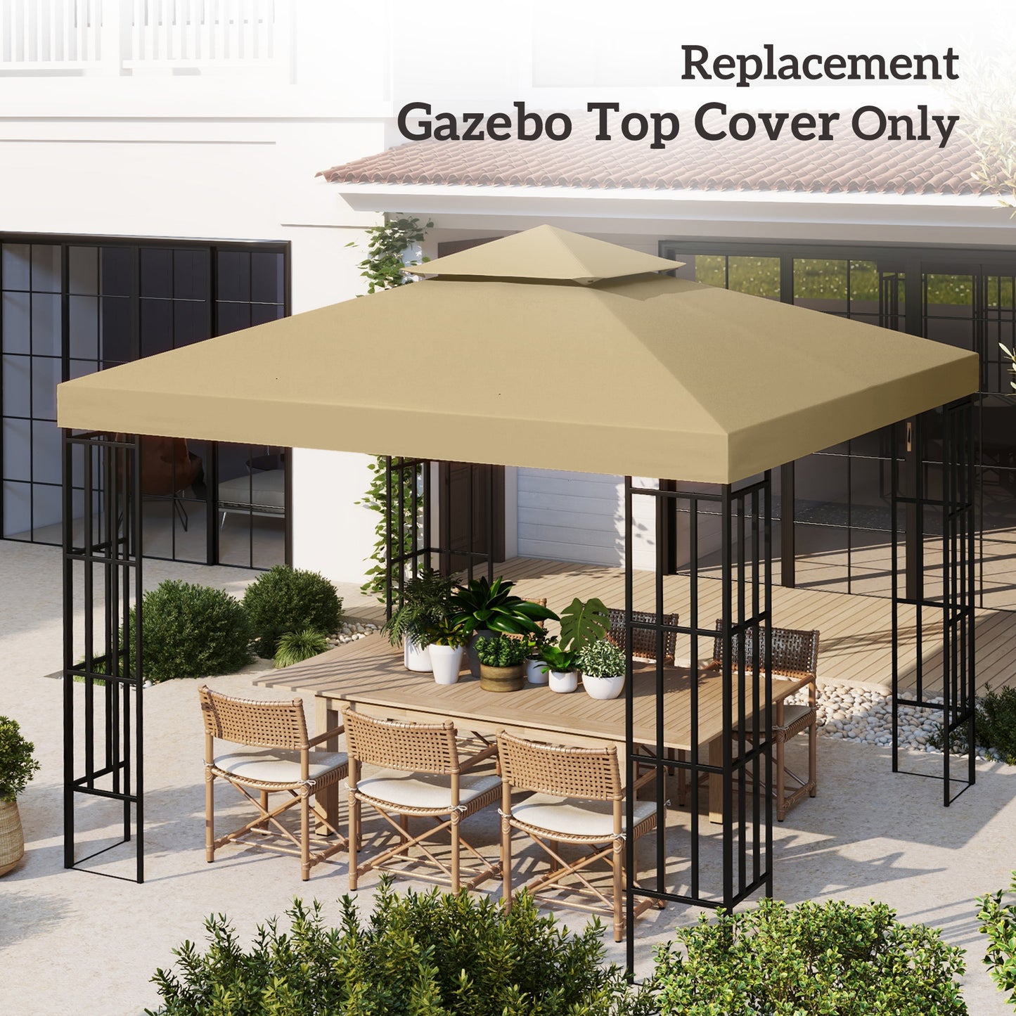 3(m) Gazebo Top Cover Double Tier Canopy Replacement Pavilion Roof