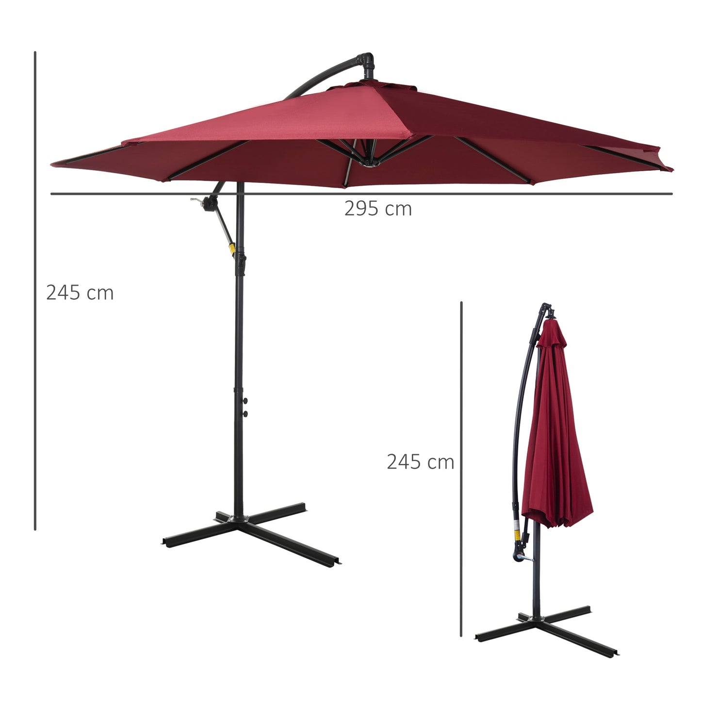 Cantilever Umbrella Parasol Hanging Banana Steel Dark Green 3M Patio