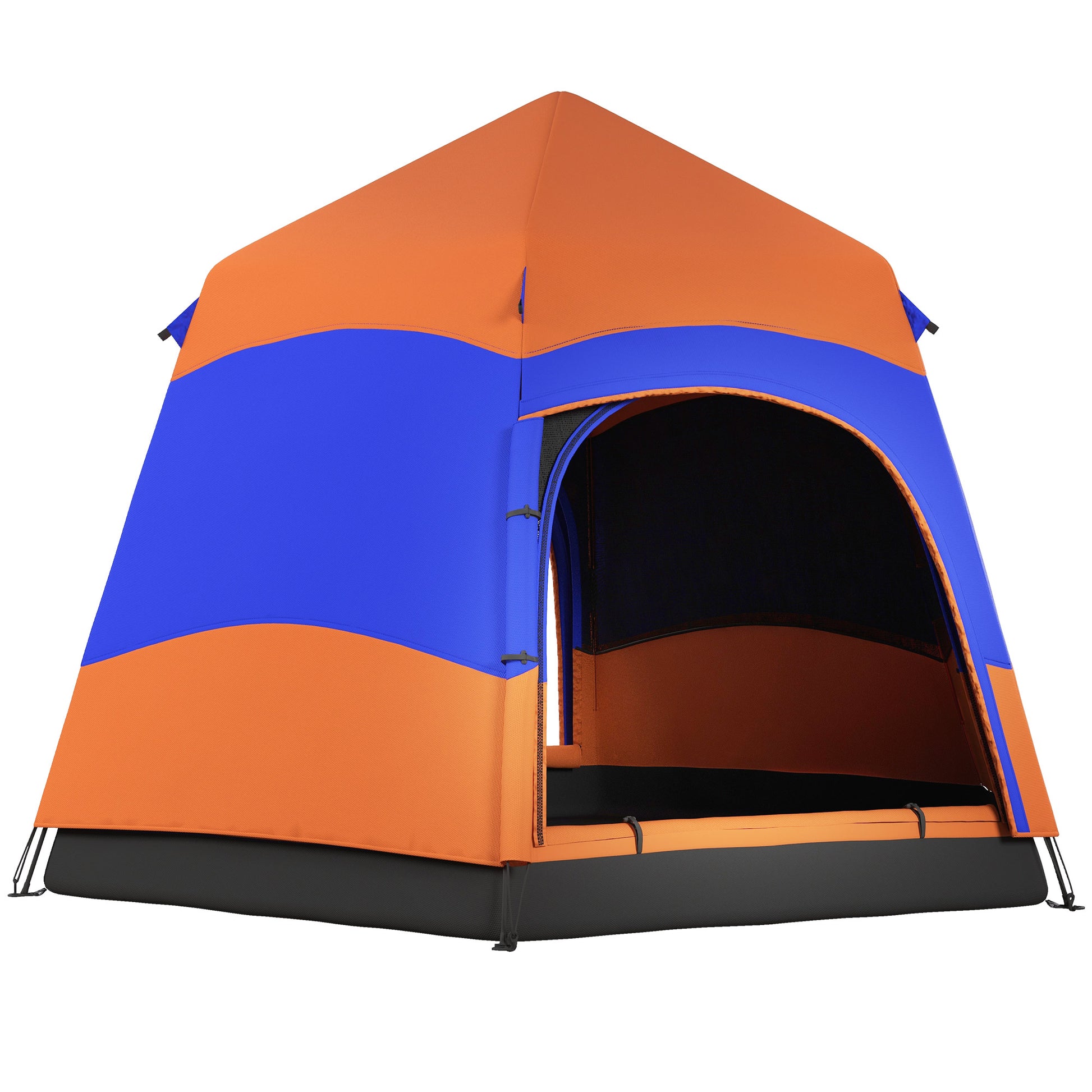 Six Man Hexagon Camping Tent with Hang Hook and Carry Bag - Orange and