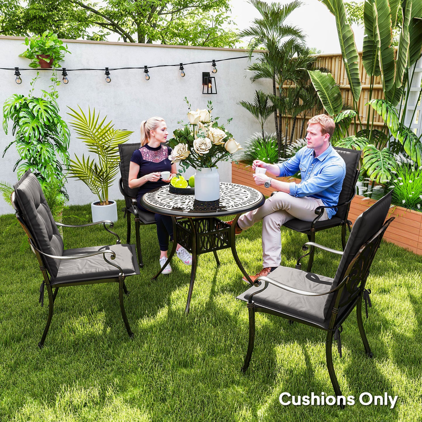 Set of Four Padded Garden Seat Cushions