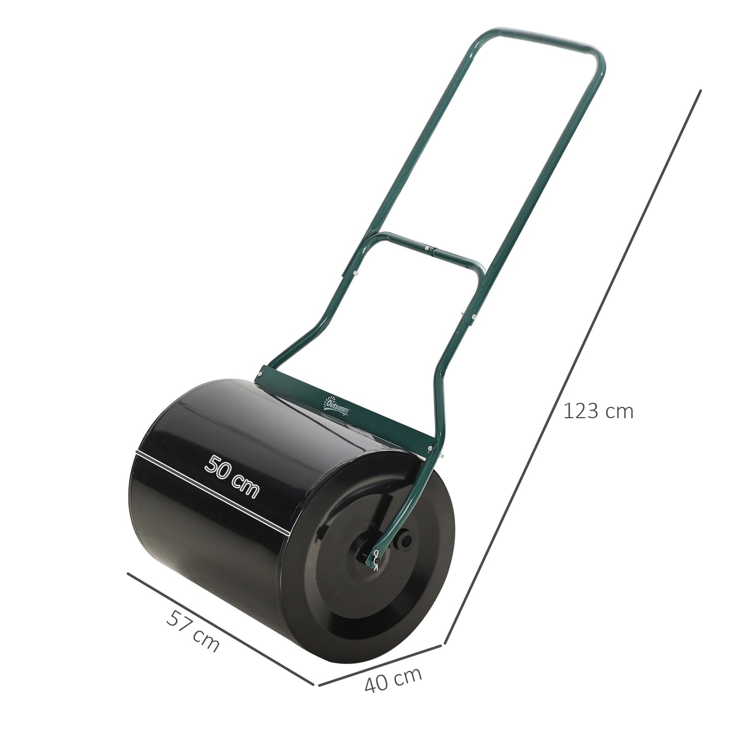 φ50cm Steel Garden Lawn Roller Push Pull w/ Fillable Cylinder Water