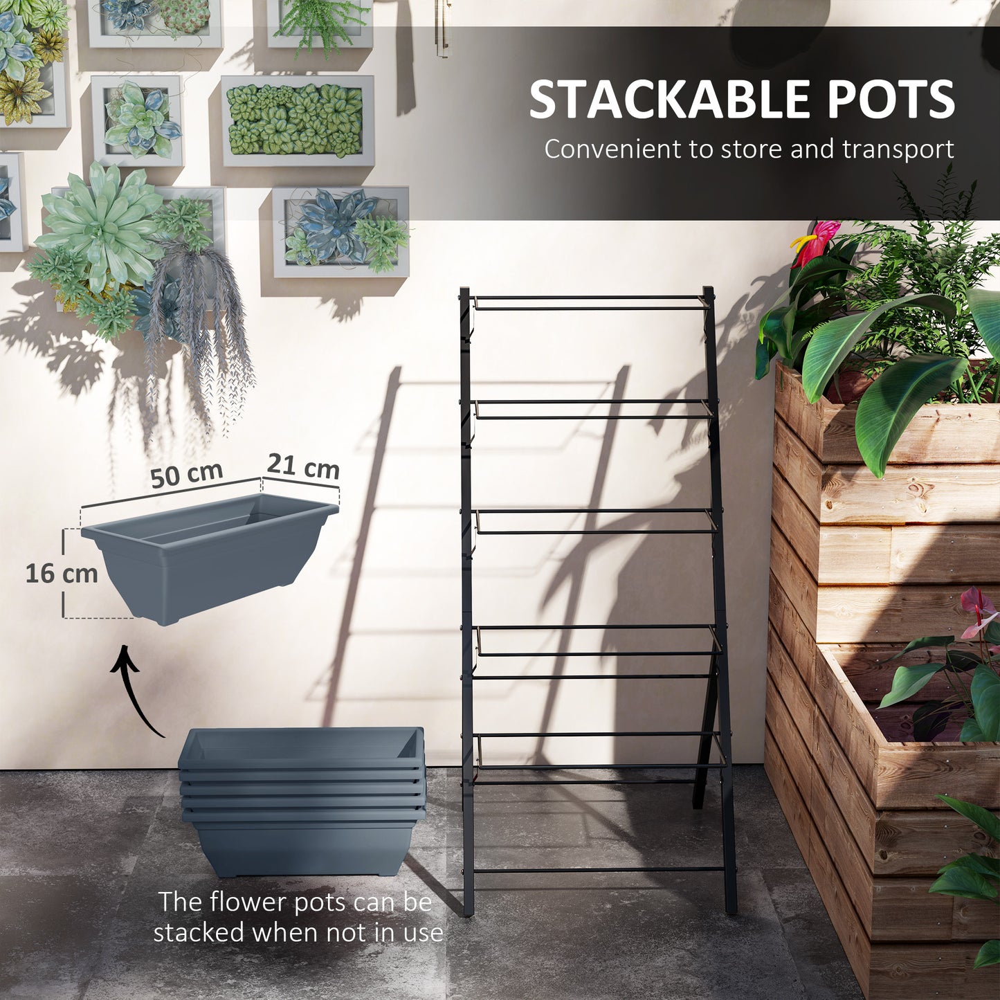 5-Tier Raised Garden Bed, Vertical Ladder Plant Stand
