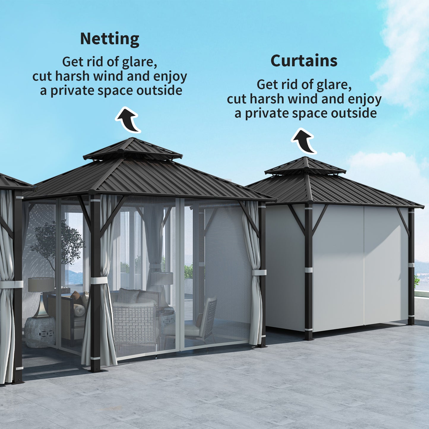 3 x 3(m) Hardtop Gazebo Canopy with Metal Roof