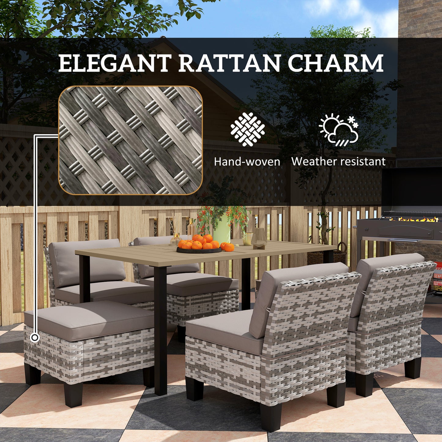 Seven-Piece Rattan Dining Set (3)