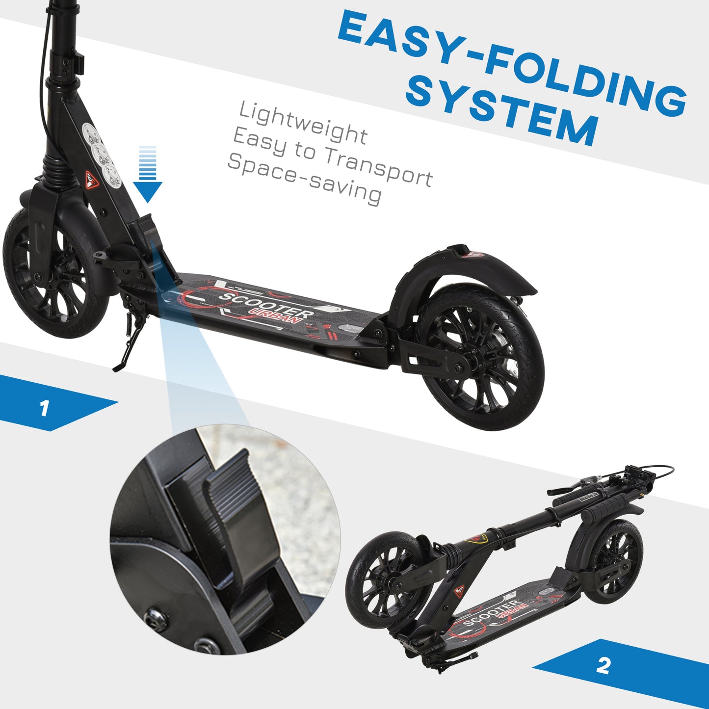 Adult Teens Kick Scooter Foldable Height Adjustable Aluminium Ride