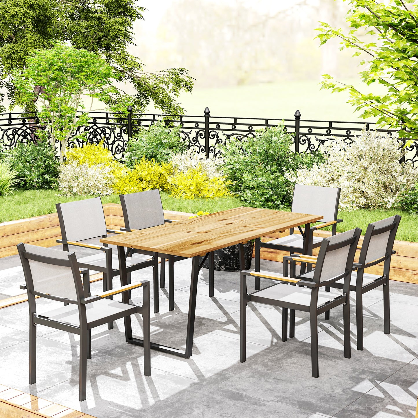 6 Seater Wooden Garden Dining Table