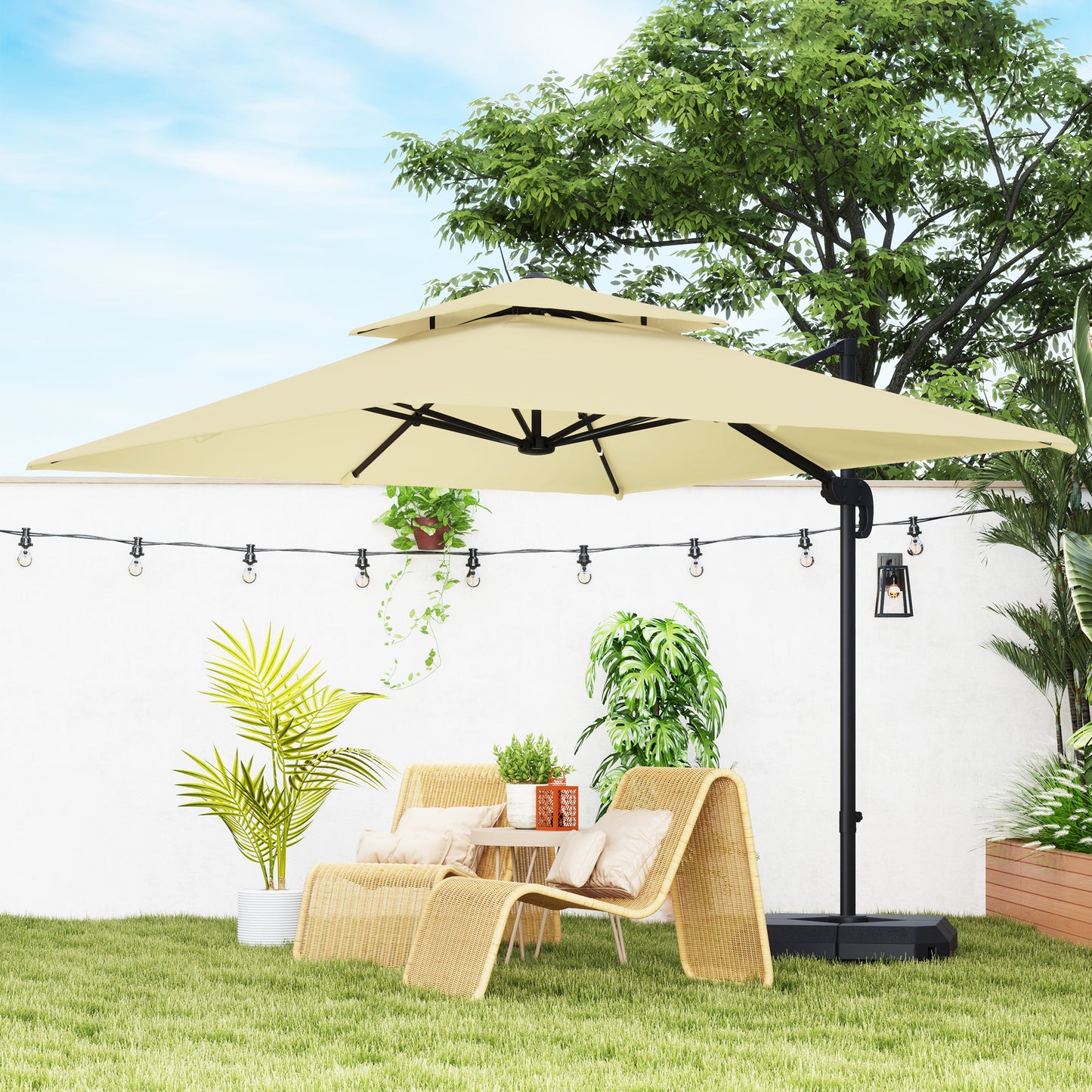 2.7 x 2.7 m Cantilever Parasol with Aluminium Frame, Crank and Tilt