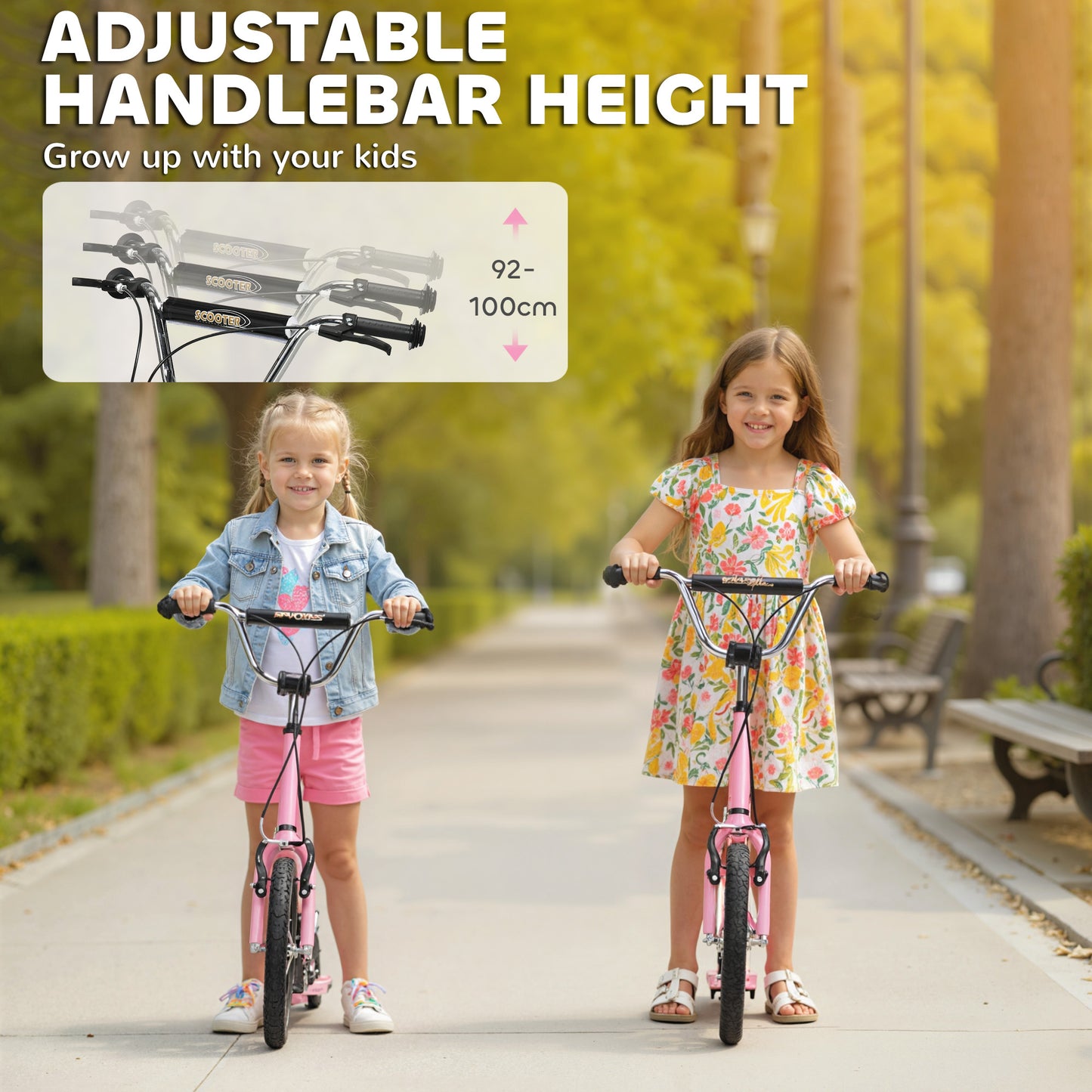 Kids Scooter, Teen Kick Scooter with Rubber Wheels, 16" Front Wheel