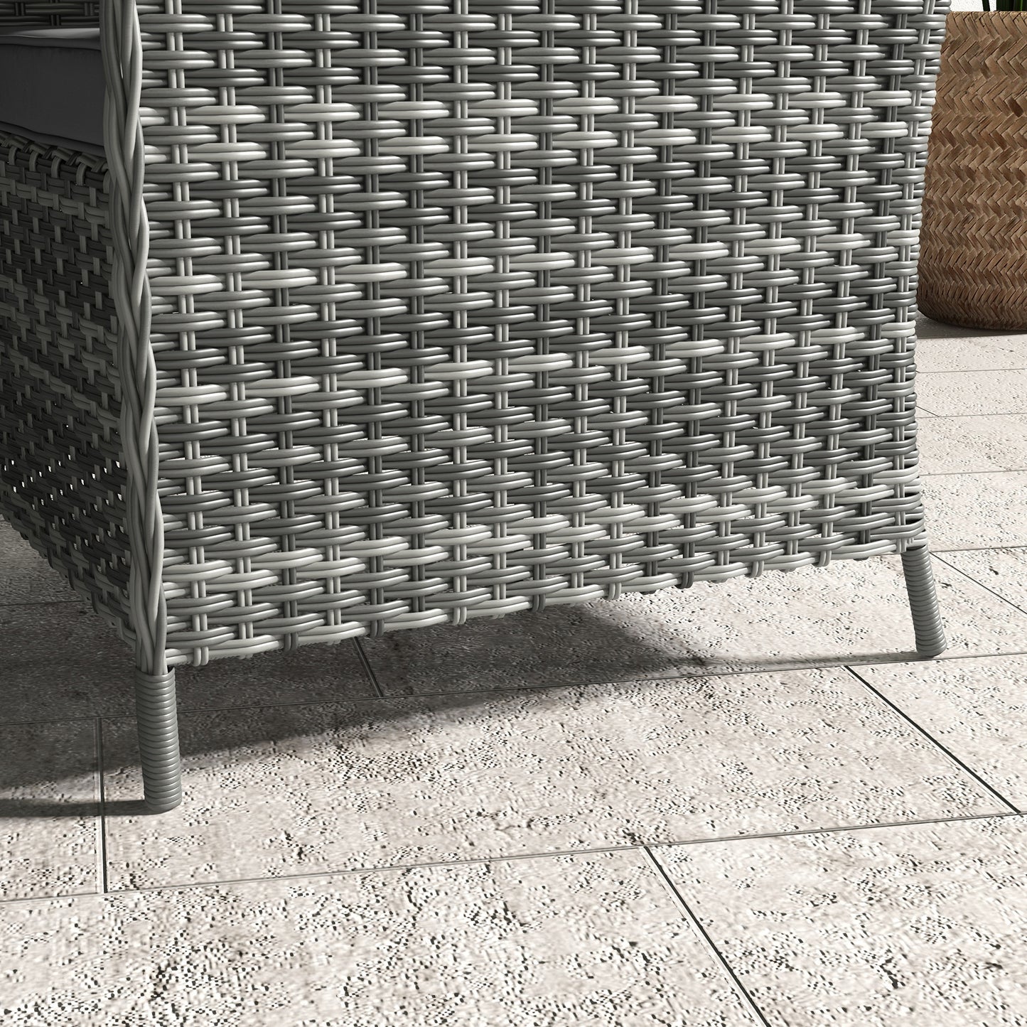 4 Seater Rattan Dining Set with Parasol & Cushions