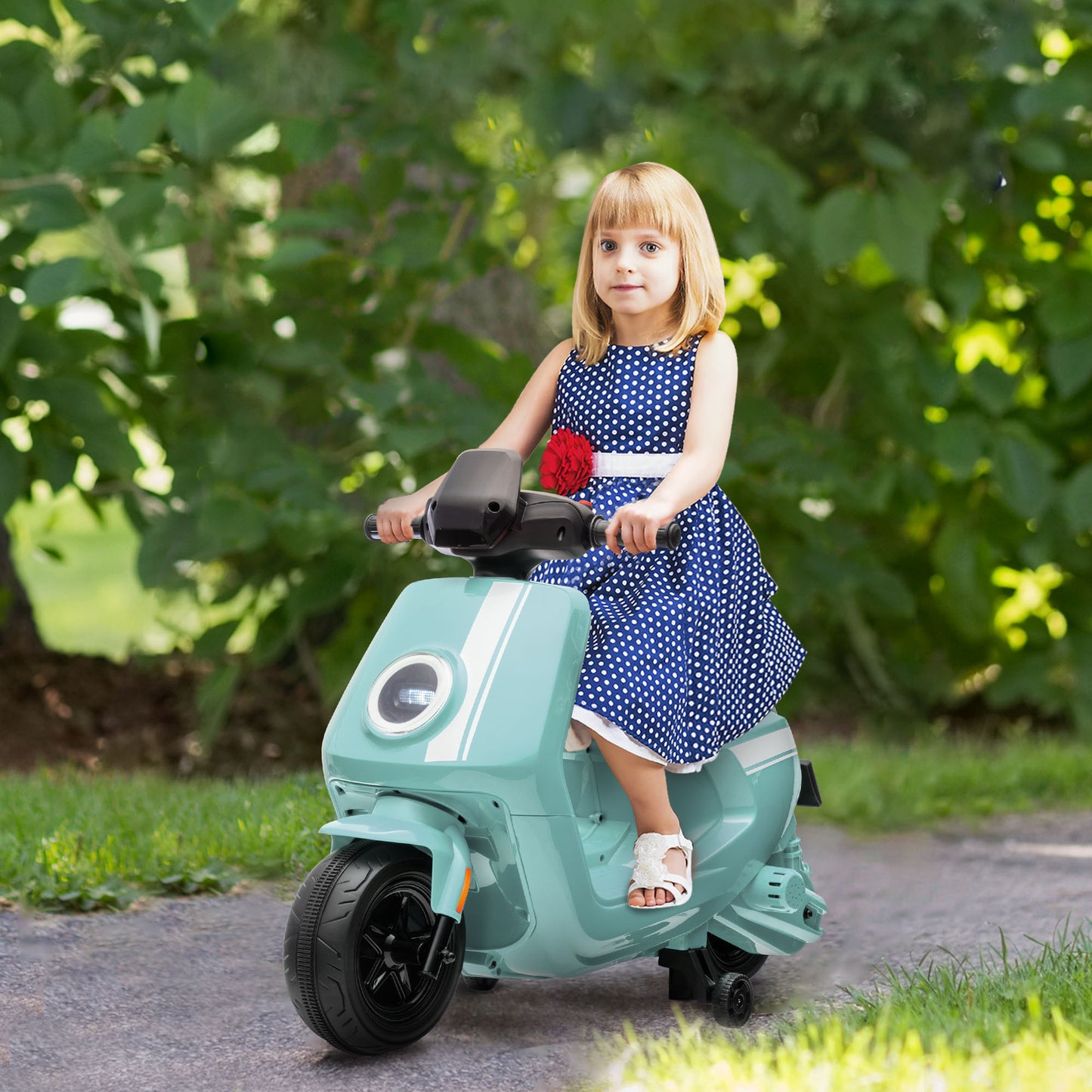 6V Ride on Motorbike, Kids Electric Motorbike w/ Headlights, Music